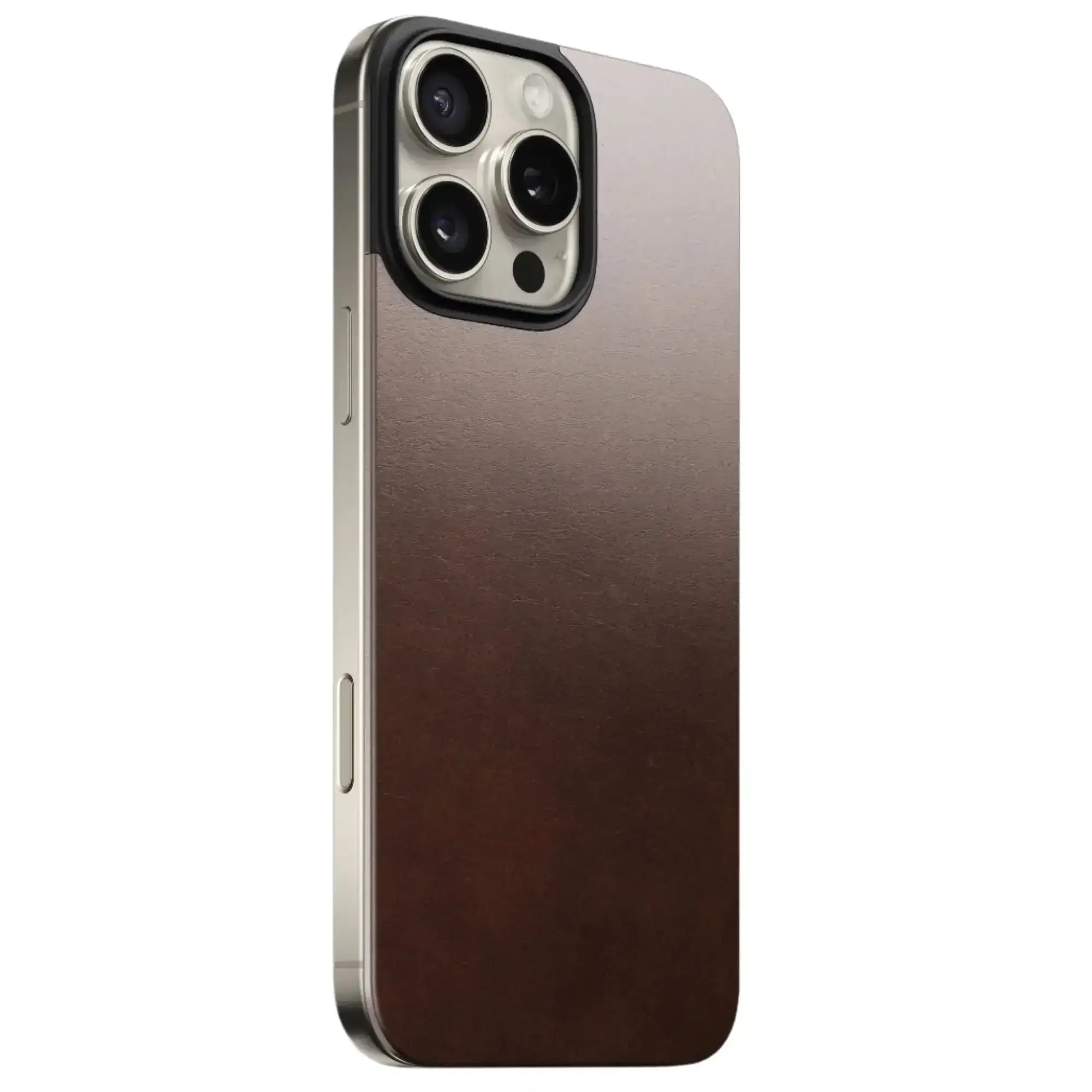 Etui na iPhone z brązowej skóry, minimalistyczny design, ochrona smartfona