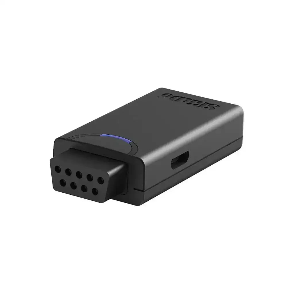 Czarny odbiornik retro USB do konsoli Mega Drive Genesis, widok z boku