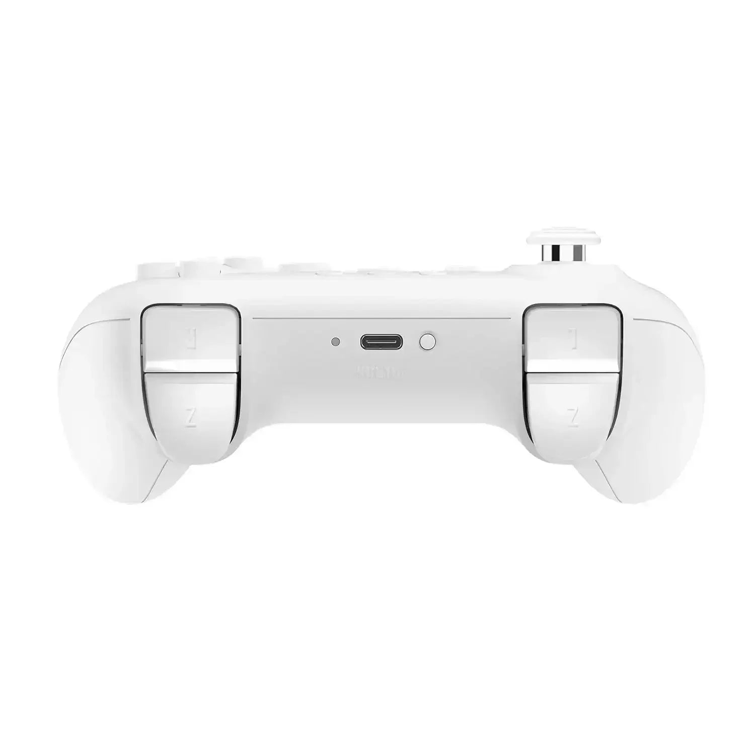 biały bezprzewodowy kontroler do gier, widok od tyłu, port USB-C i przyciski L, Z