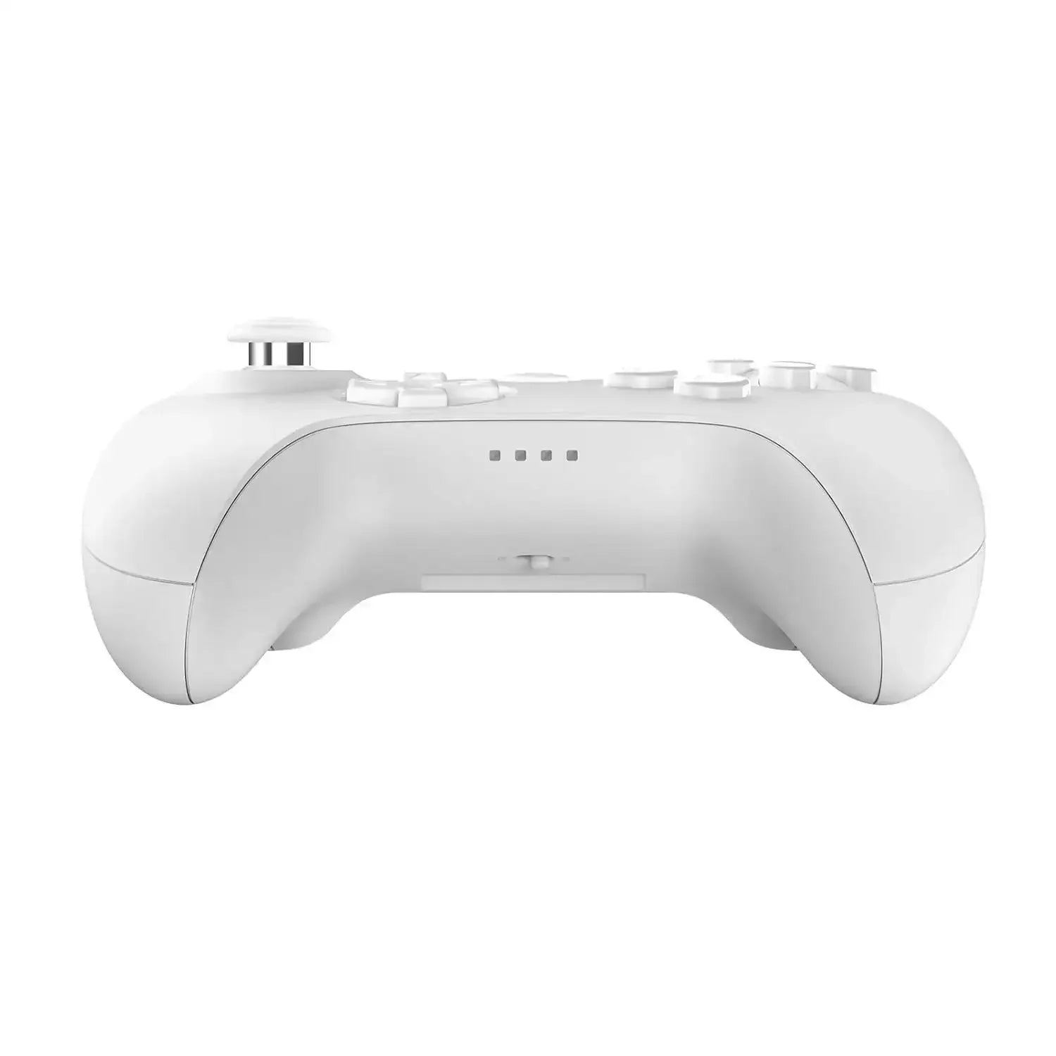 biały bezprzewodowy kontroler Bluetooth do gier z widocznymi przyciskami i joystickiem