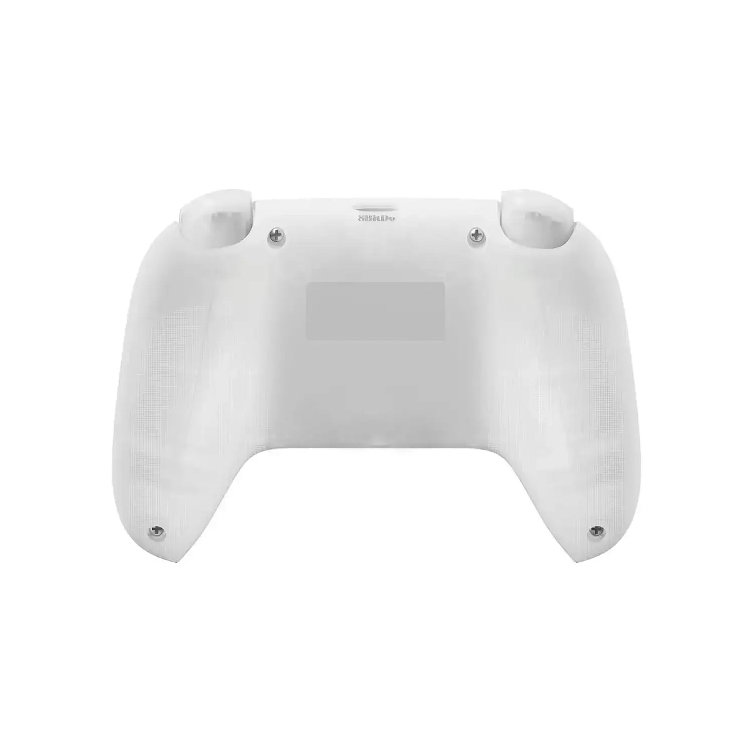 biały kontroler przewodowy do Xbox widziany od tyłu, ergonomiczny design, akcesoria gamingowe