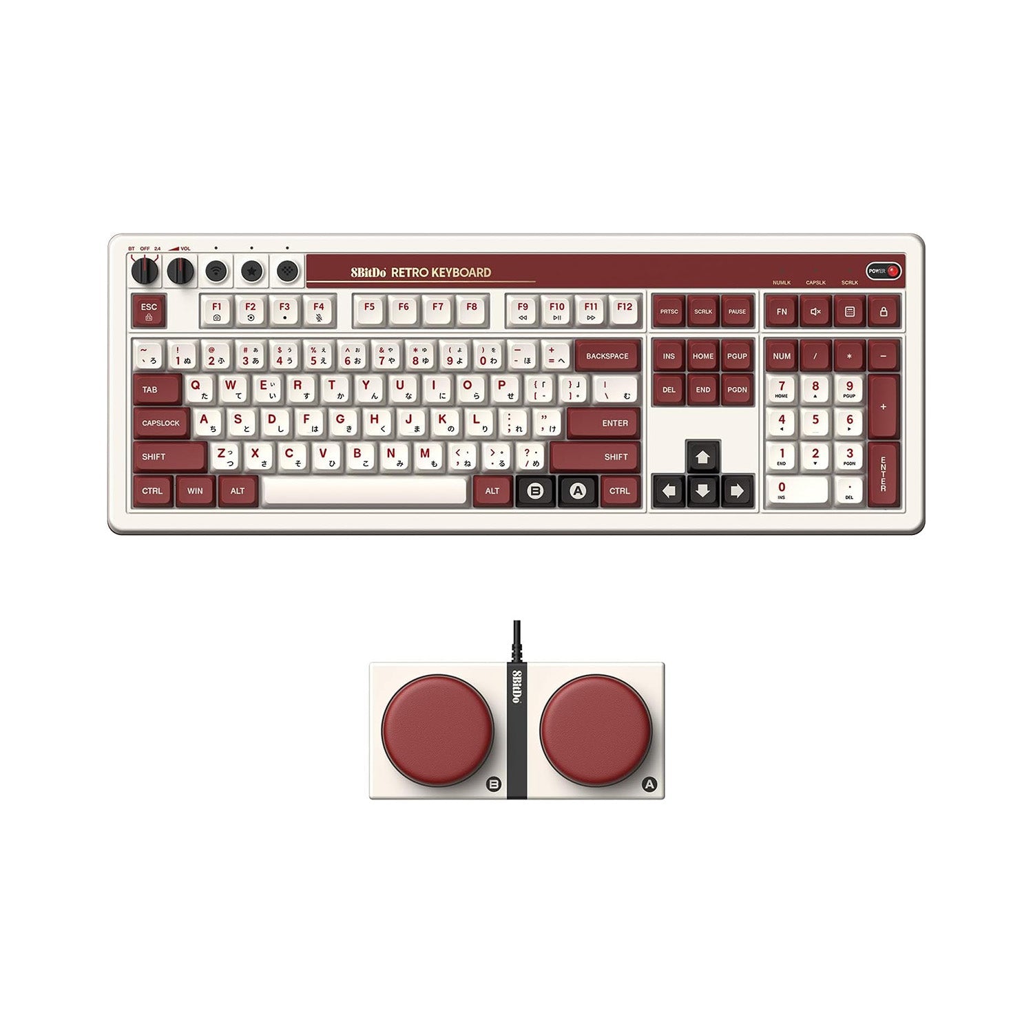 8BitDo - Retro 108 Mechanical Keyboard - Mechaniczna Klawiatura 100% Bezprzewodowa Retro
