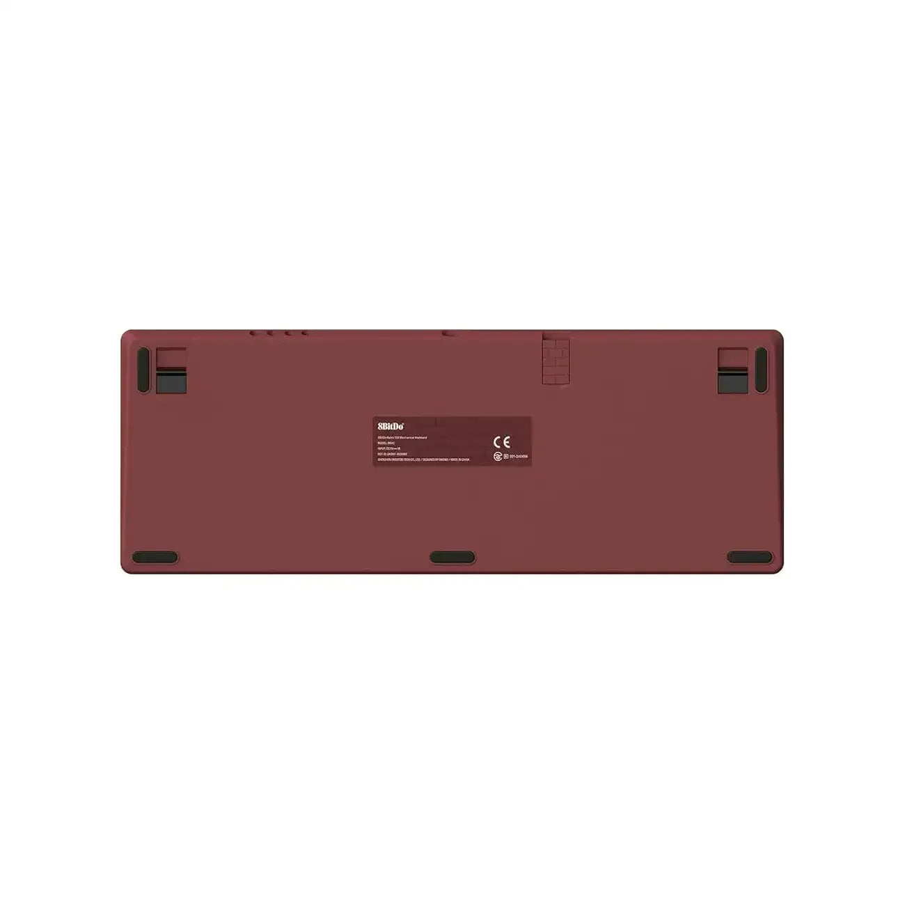 Czerwony spód klawiatury mechanicznej 8bitdo Retro 108 z antypoślizgowymi podkładkami