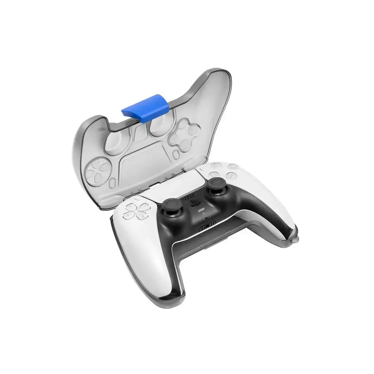 Etui ochronne na pad do PlayStation 5, białe etui otwarte z widocznym padem gamingowym