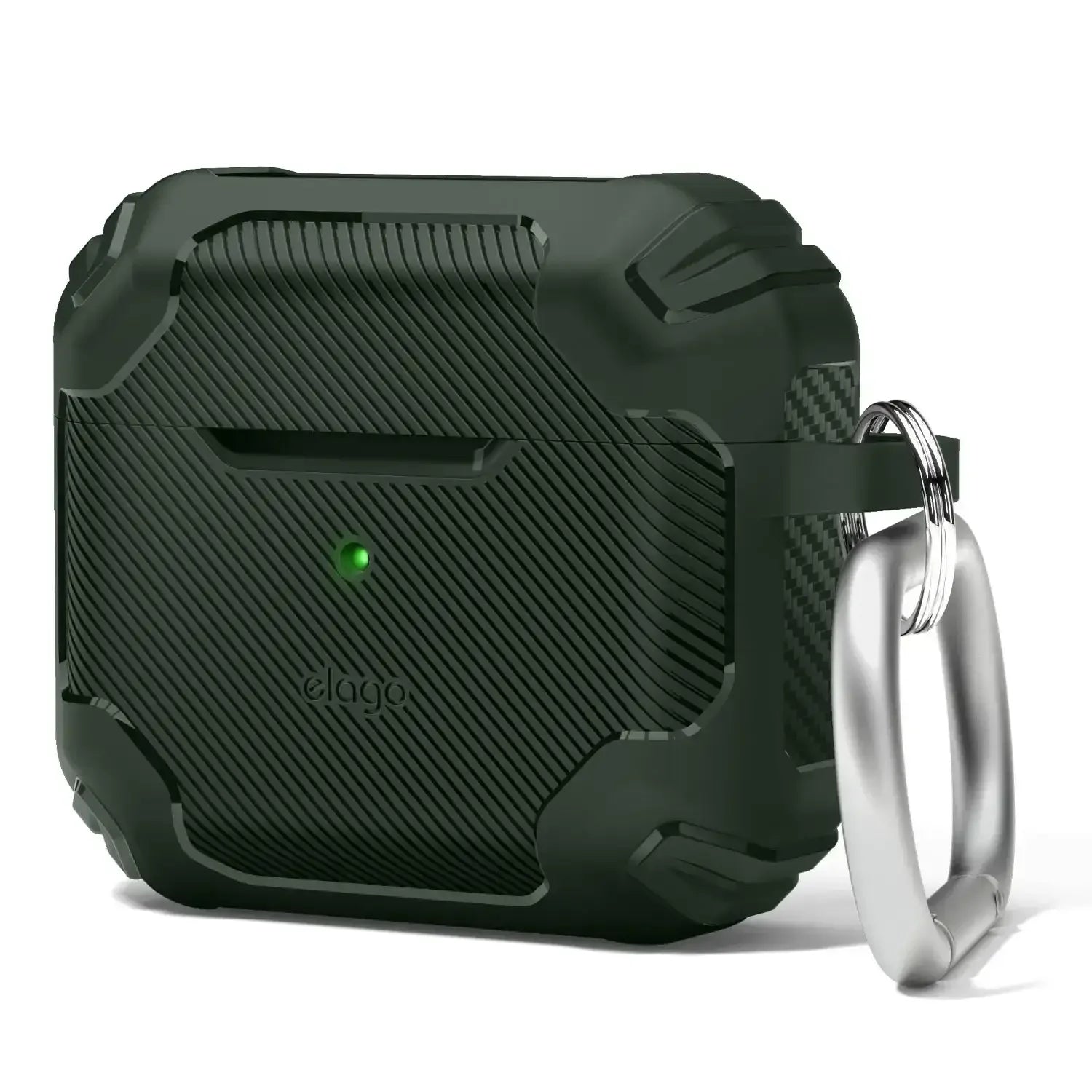 Czarny, pancerny case na słuchawki bezprzewodowe z karabińczykiem, etui ochronne AirPods