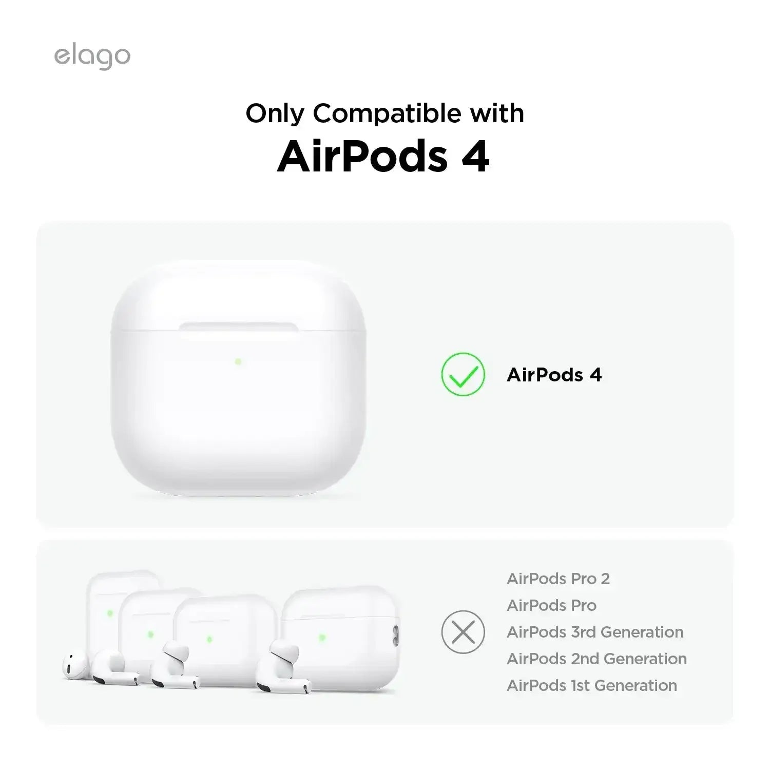 Białe etui do AirPods 4, kompatybilność tylko z AirPods 4, nie pasuje do innych modeli AirPods.