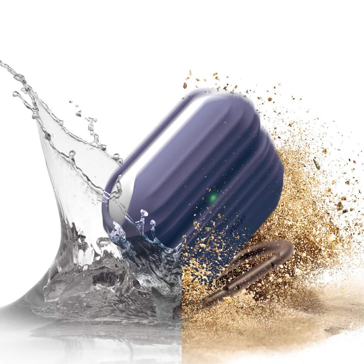 Etui na słuchawki wodoodporne i pyłoszczelne na tle wody i piasku