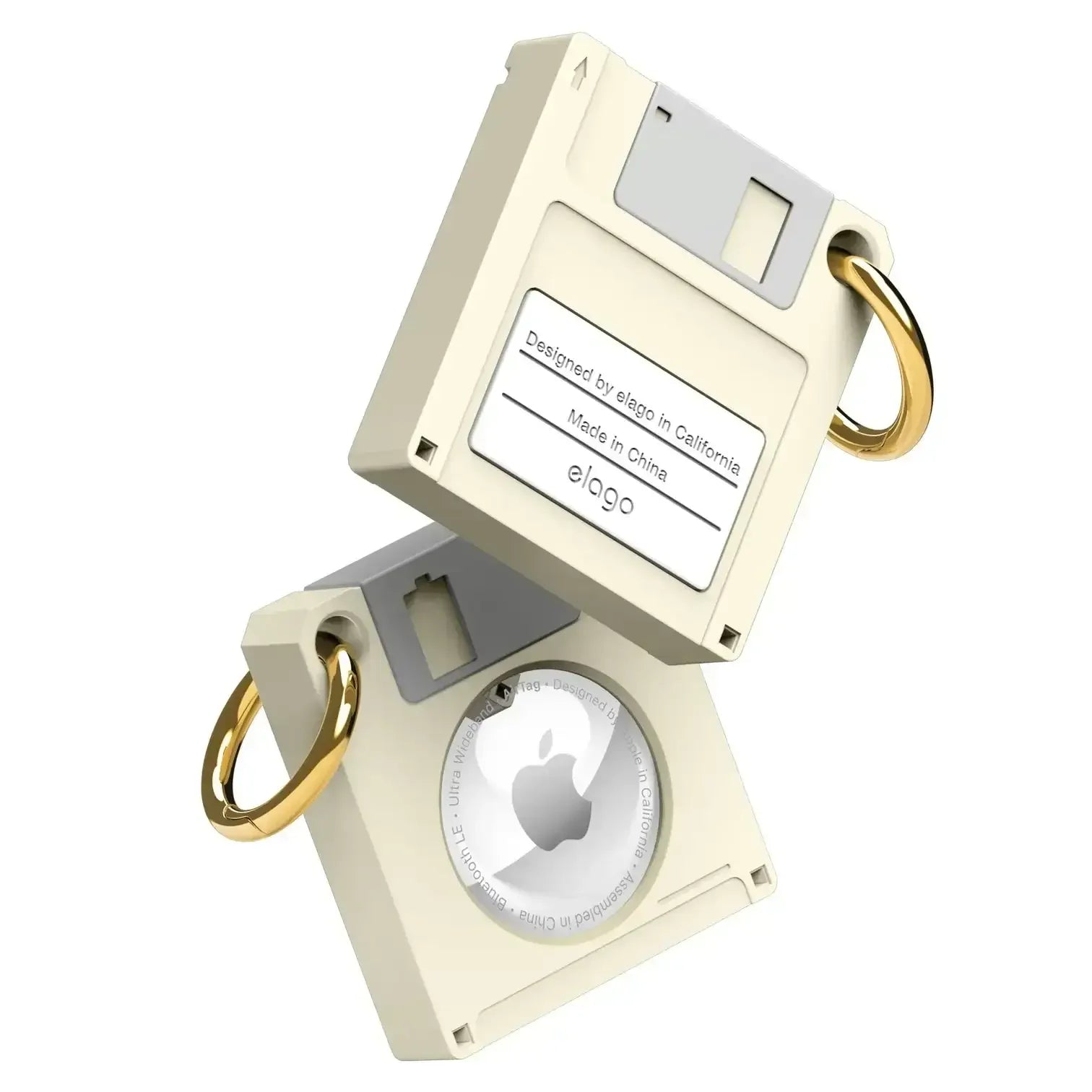 Etui do Apple AirTag w kształcie dyskietki z brelokiem, retro akcesorium biurowe