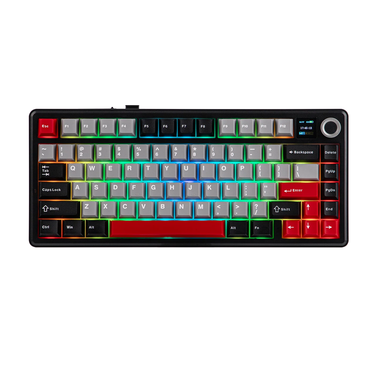 AULA - F75 MAX Mechanical Keyboard with TFT Screen - Klawiatura Mechaniczna - Black + Red