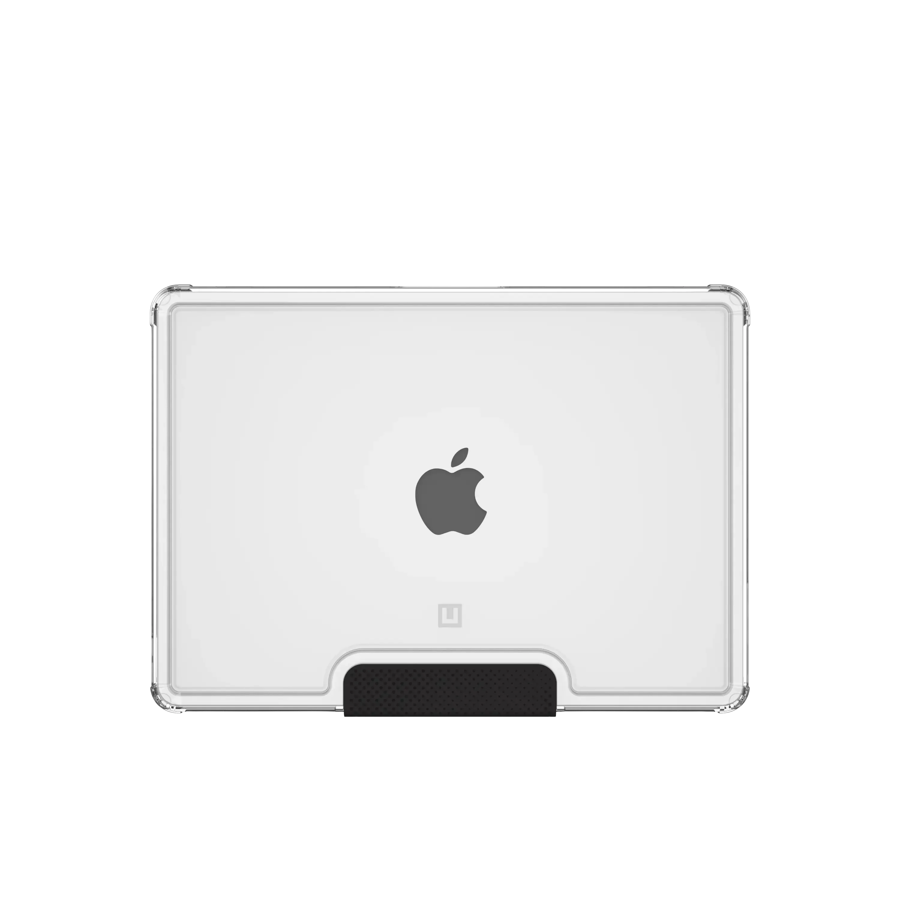 Przezroczyste etui na iPad z czarną podstawą, idealne do home office i desk setupu