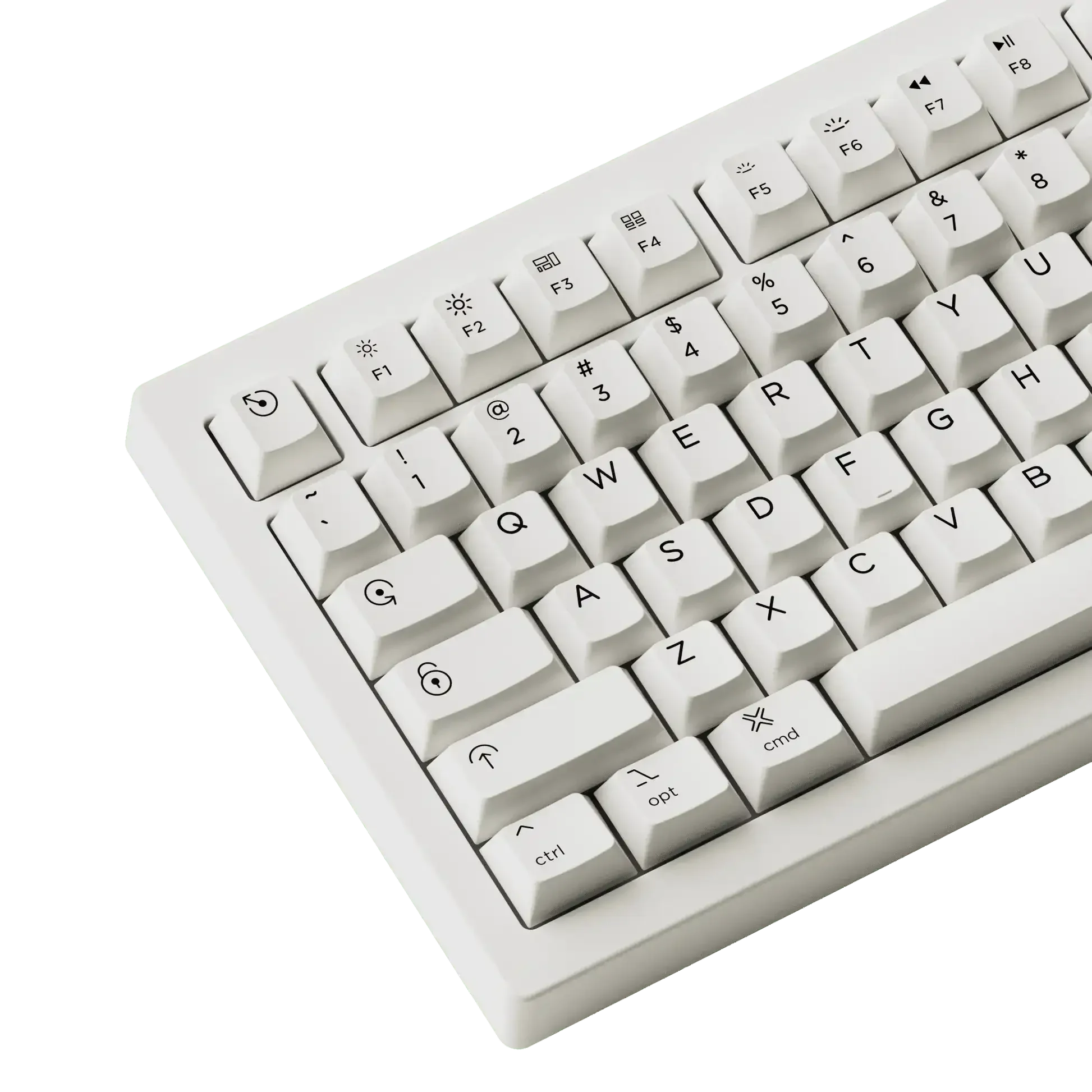 Biała klawiatura mechaniczna, zbliżenie na klawisze, nowoczesny design, do home office