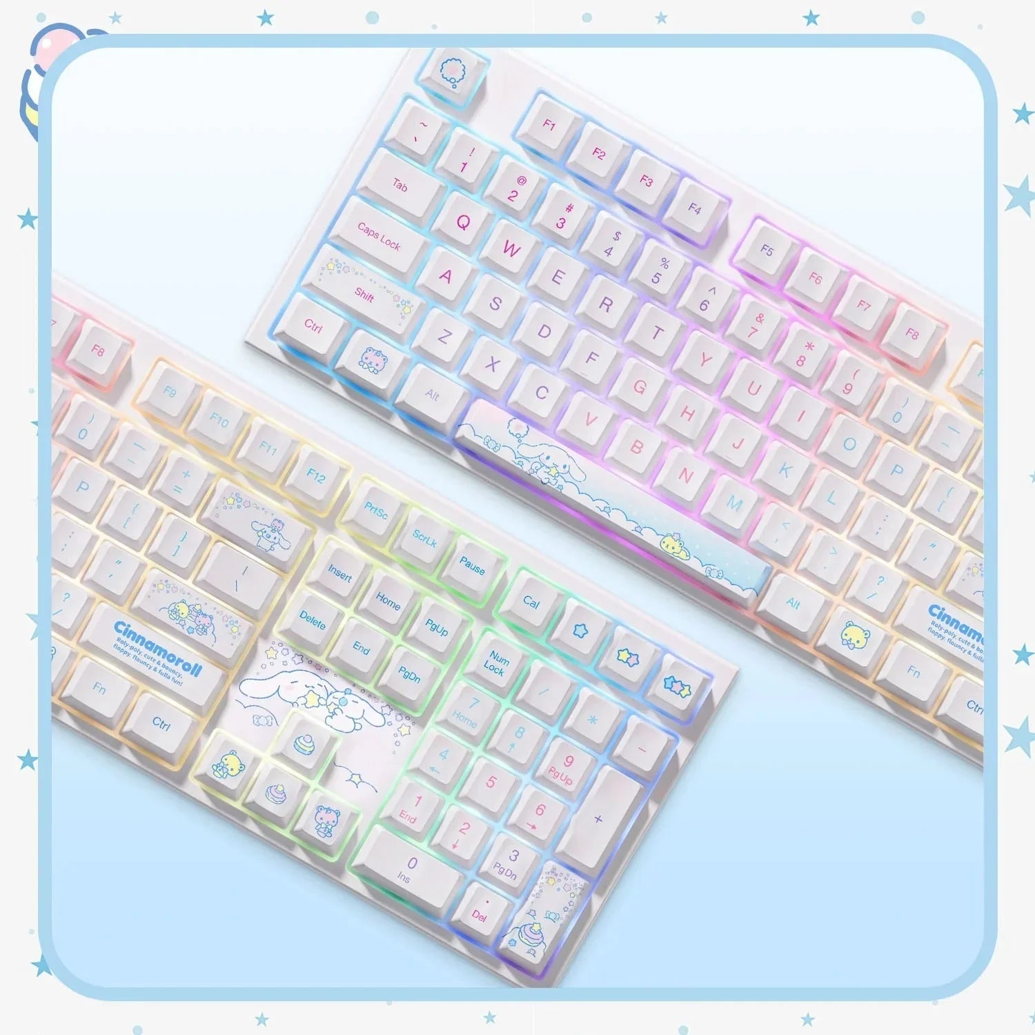 Klawiatura mechaniczna Cinnamoroll z RGB, idealna do Home Office i personalizacji desk setupu