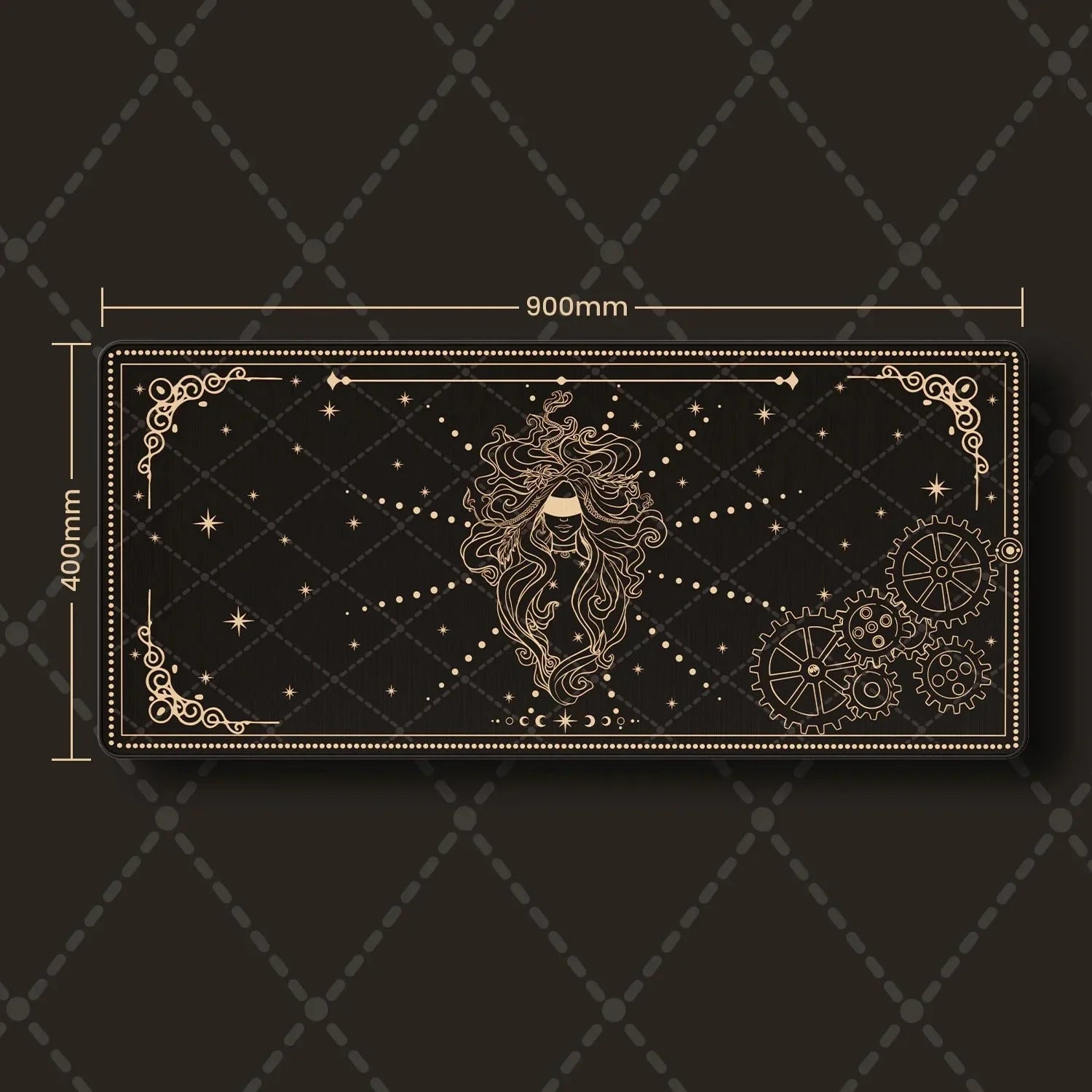 Duża mata pod klawiaturę 900x400mm z motywem steampunk i gwiazdami, idealna do desk setupu i home office