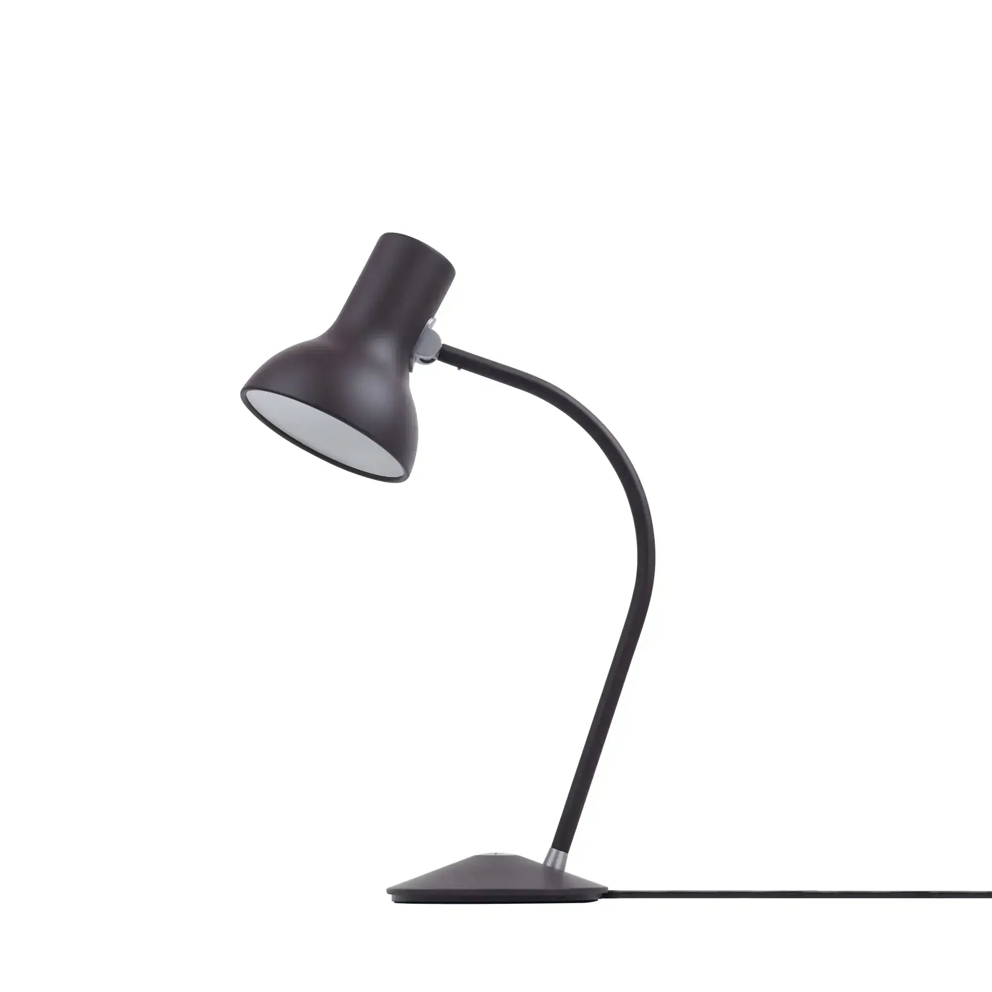 Czarna lampka biurkowa typu Anglepoise, minimalistyczny design do domowego biura