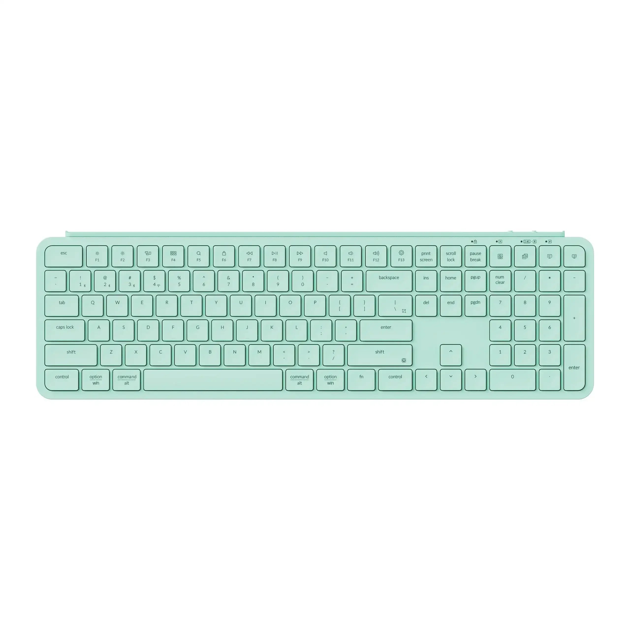 Miętowa klawiatura mechaniczna pełnowymiarowa, ergonomiczna do home office na biurko