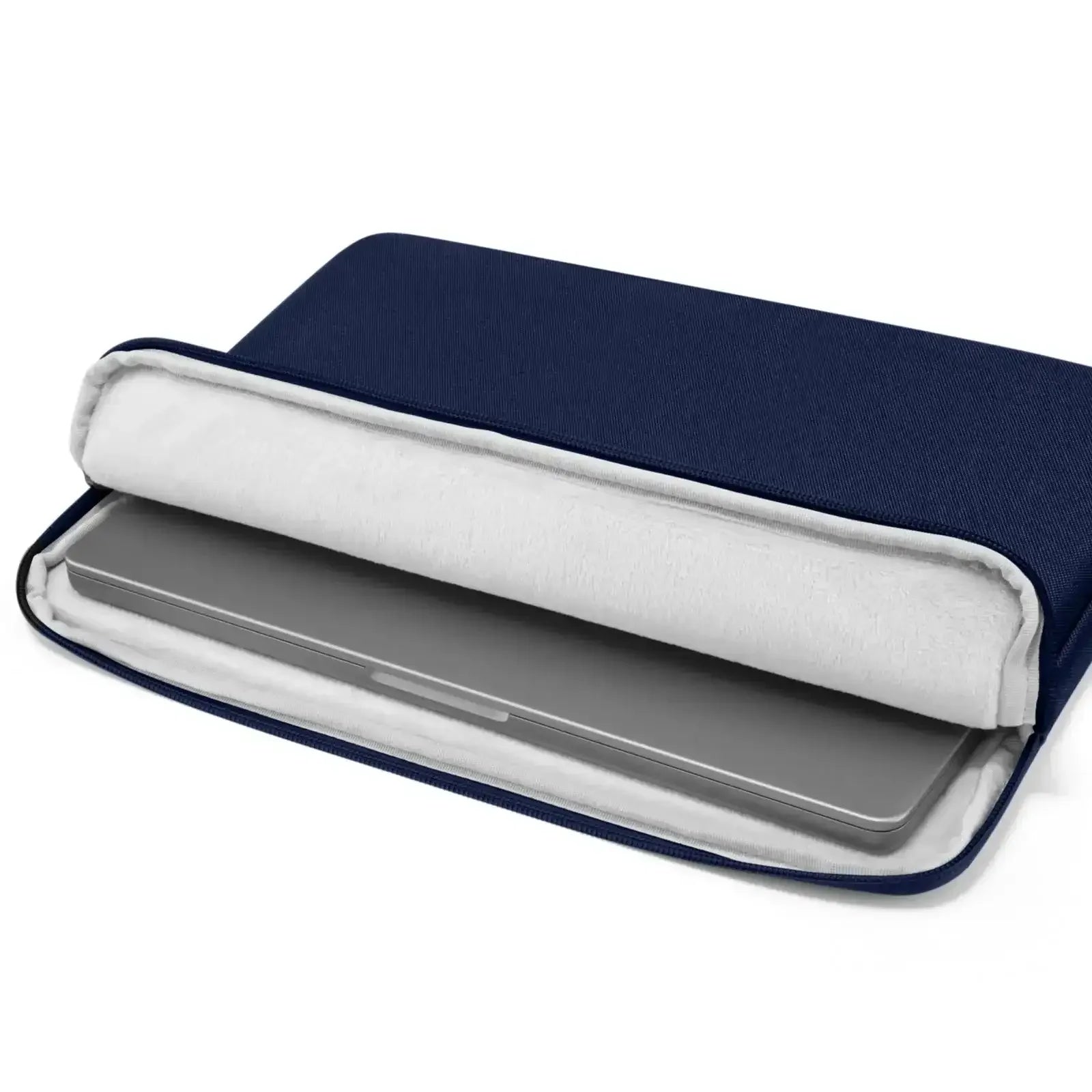 Granatowe etui na laptopa z zamkiem, miękka wyściółka, ochrona akcesoriów biurowych
