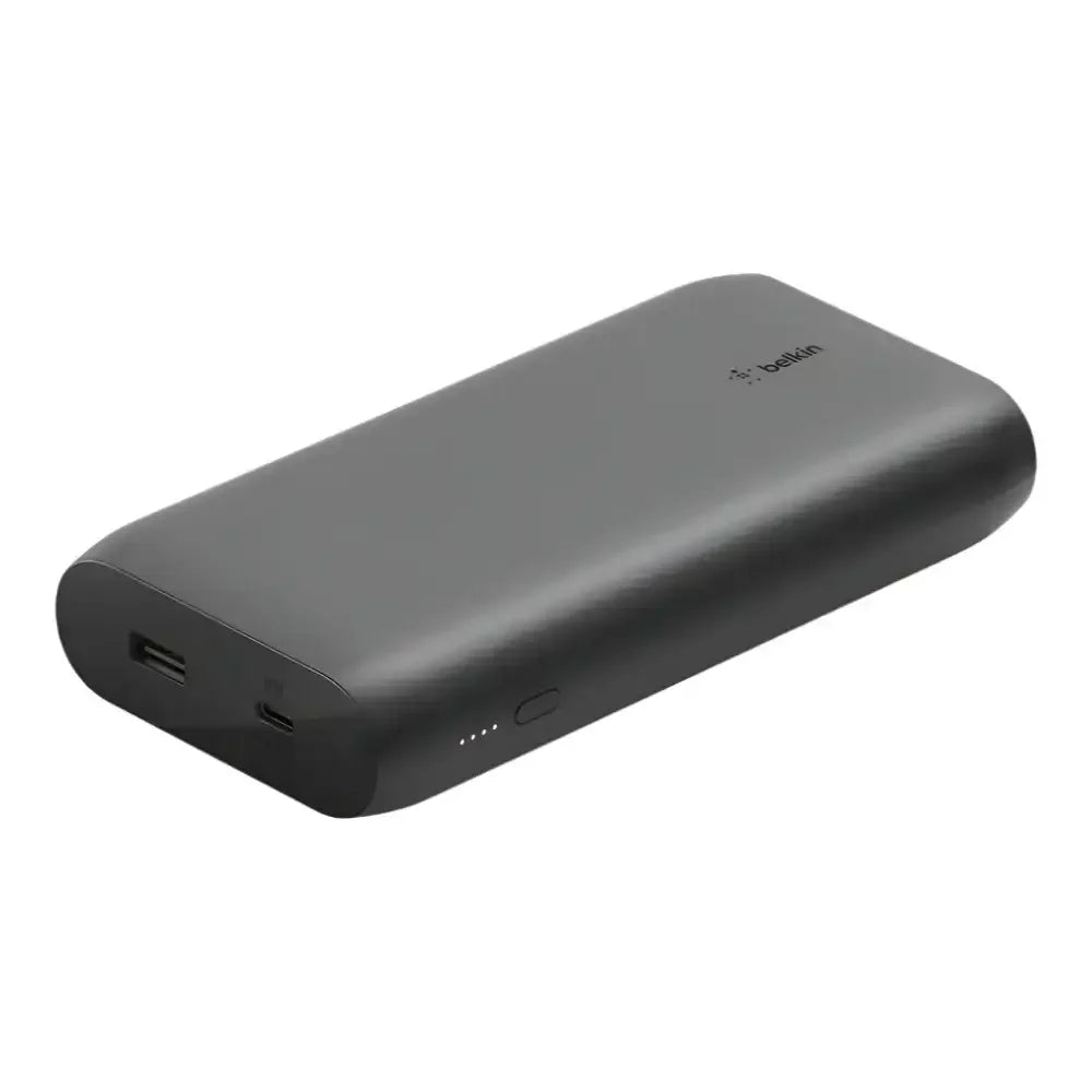 Czarny powerbank USB-C, przenośna ładowarka 20000mAh z portami i wskaźnikiem LED