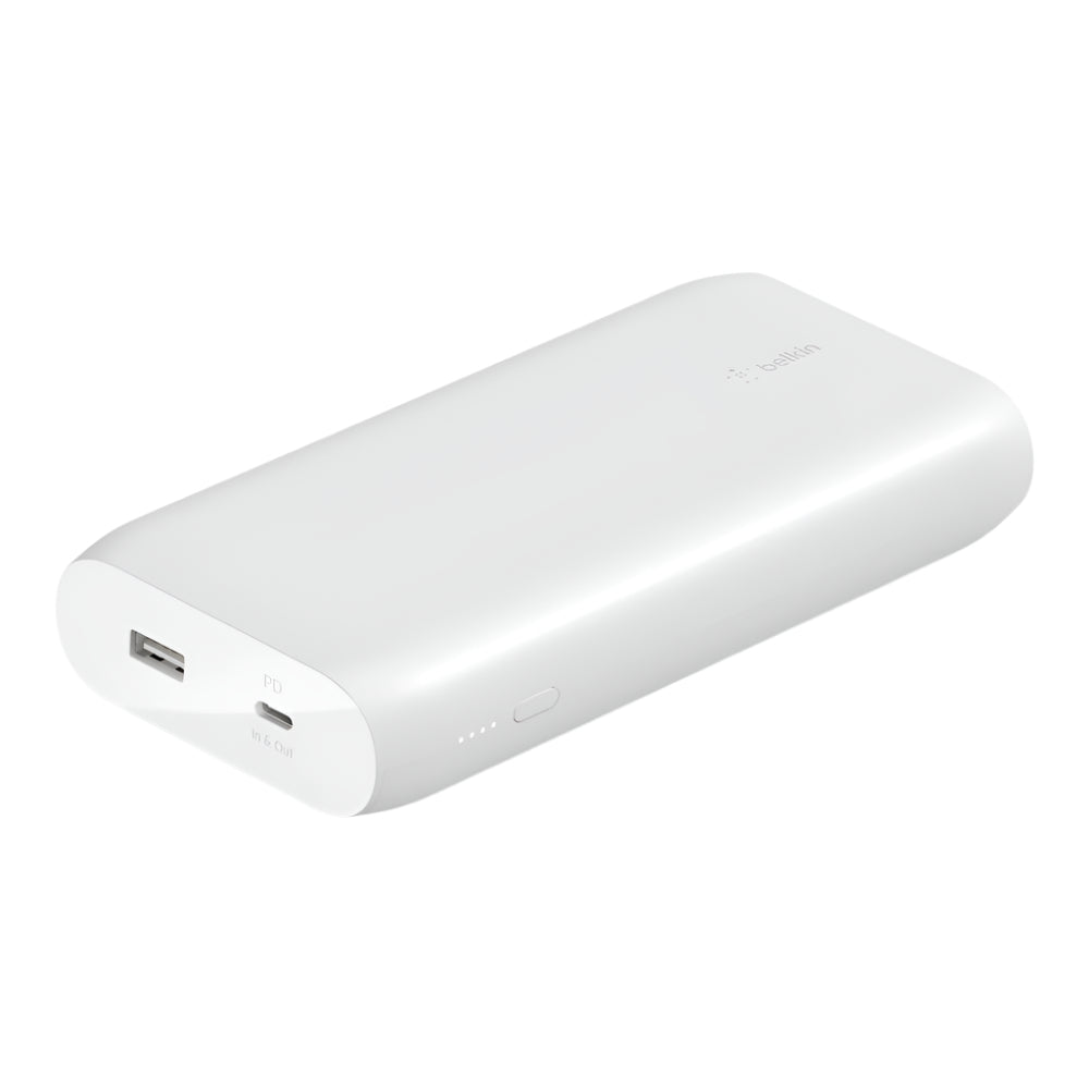 biały powerbank Belkin BoostCharge USB-C 20000mAh porty LED zasilanie przenośne