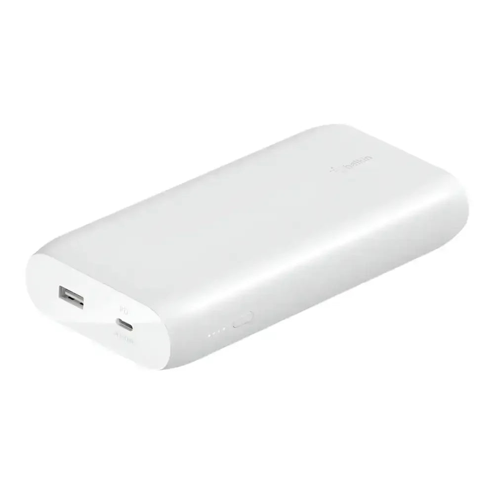 Biały powerbank USB-C 20000mAh, akcesorium do biura i domowego biurka