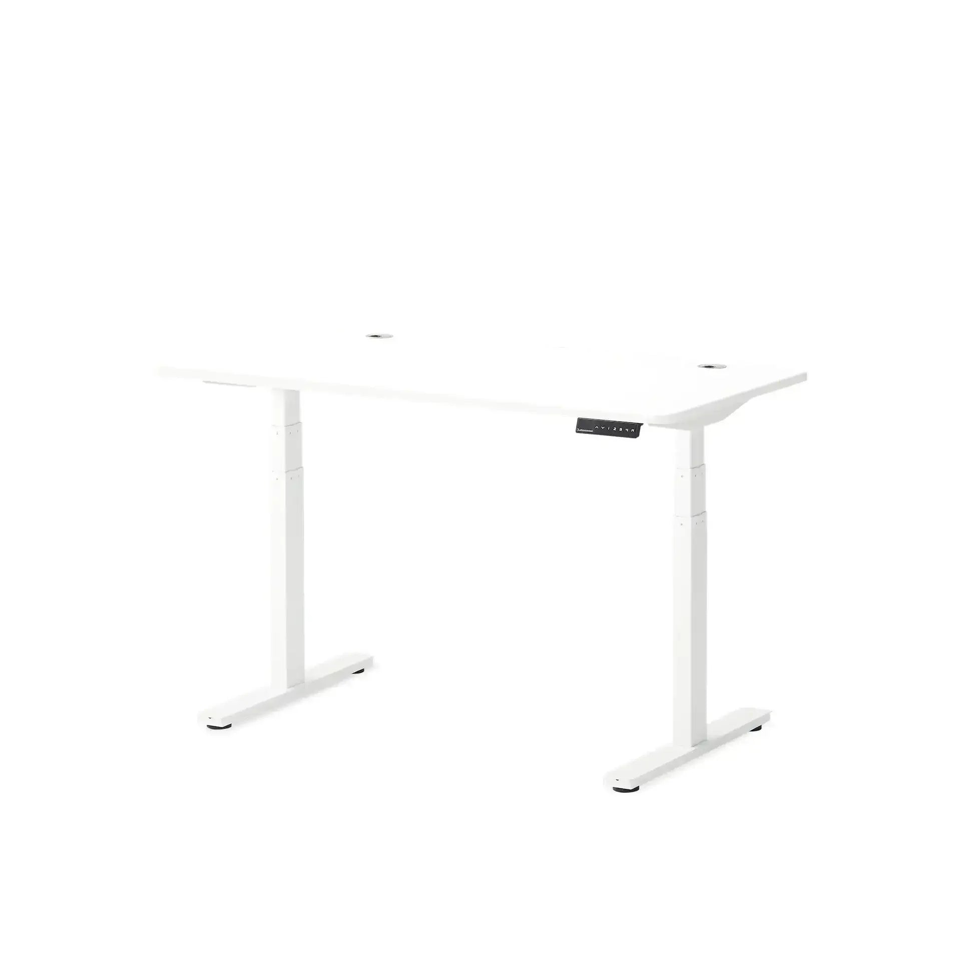 biały biurko regulowane elektrycznie do home office, ergonomiczny blat, nowoczesny design