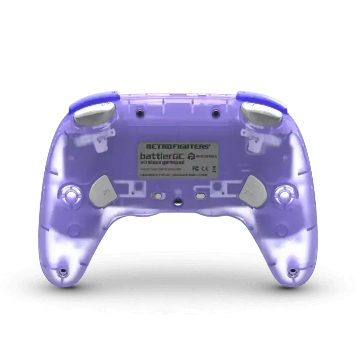 Bezprzewodowy gamepad BattlerGC, przezroczysty fioletowy, widok od tyłu