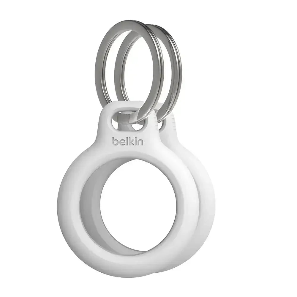 Białe etui na AirTag z kółkiem do kluczy, dwupak, minimalistyczny design