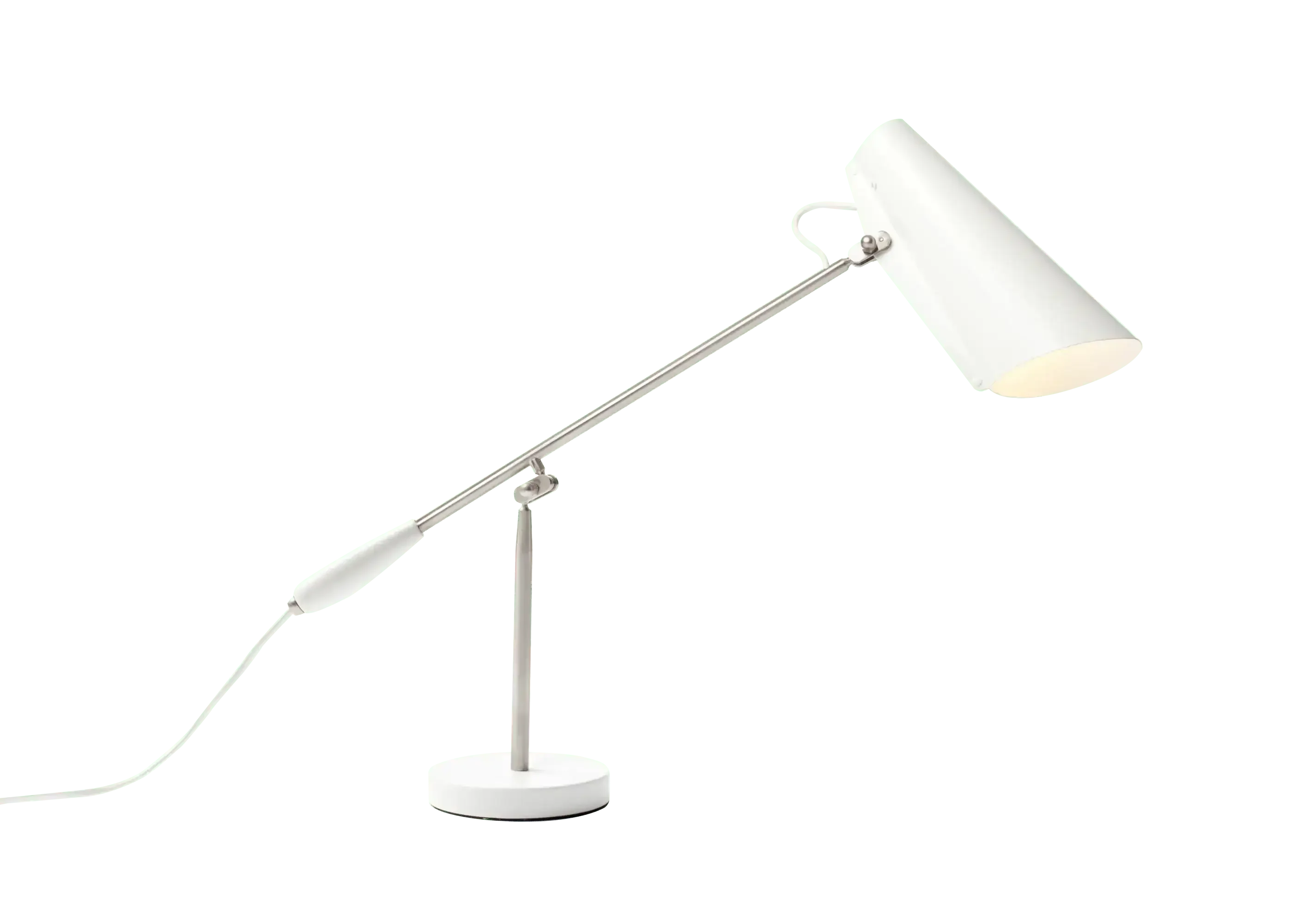 Biała lampa biurkowa, minimalistyczny design, idealna do home office i desk setupu
