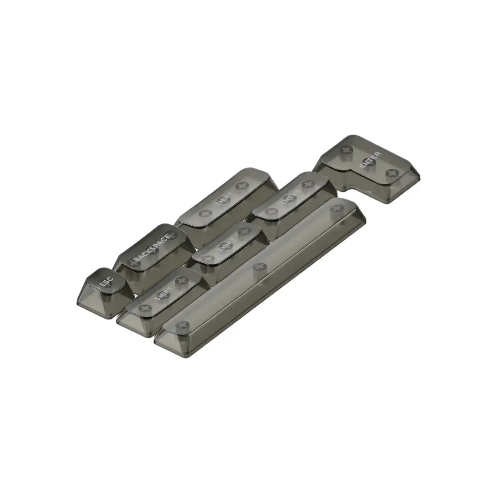 przezroczyste czarne keycapy do klawiatury mechanicznej na białym tle