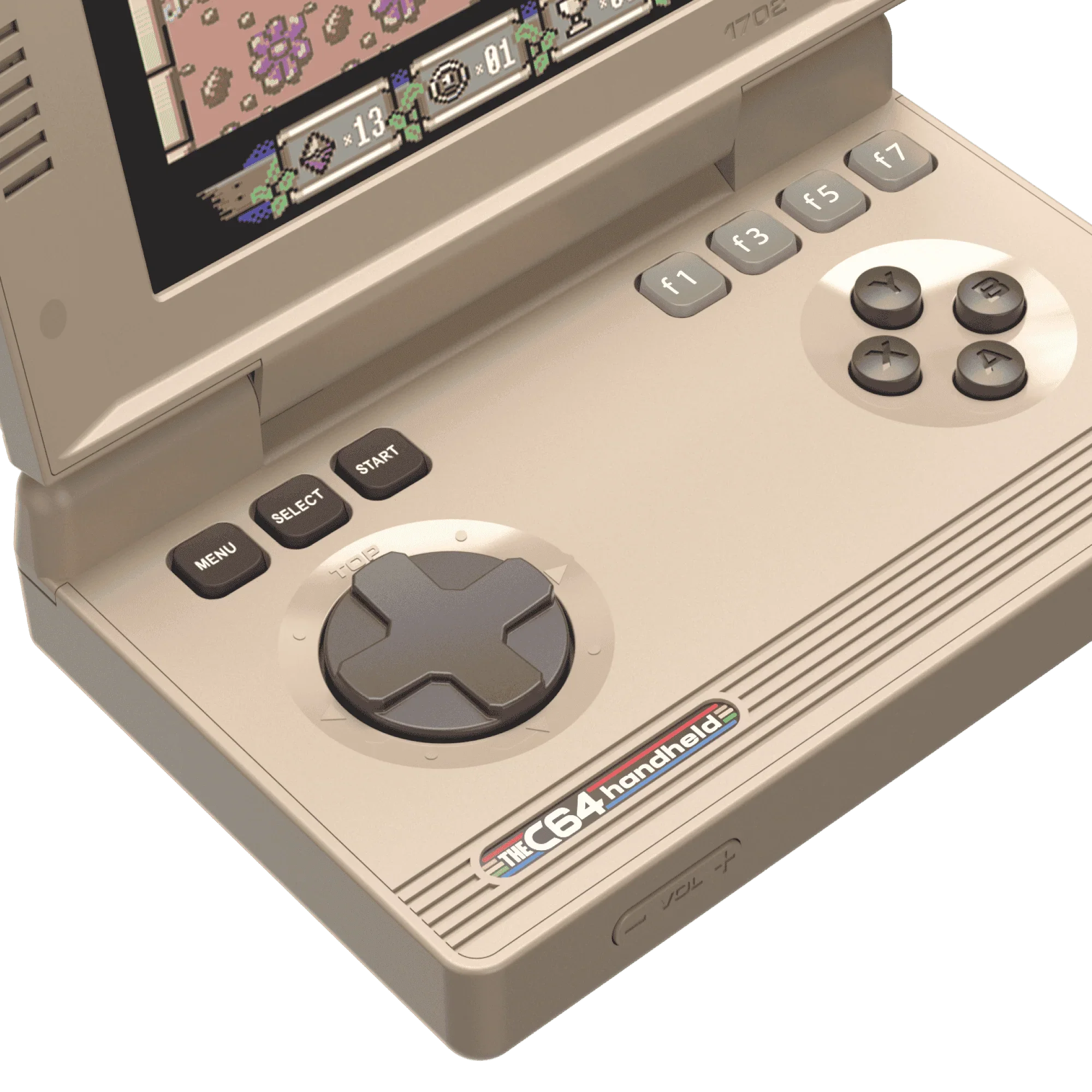 The C64 Handheld – retro konsola z klawiszami i dżojstikami, idealna dla fanów gier vintage