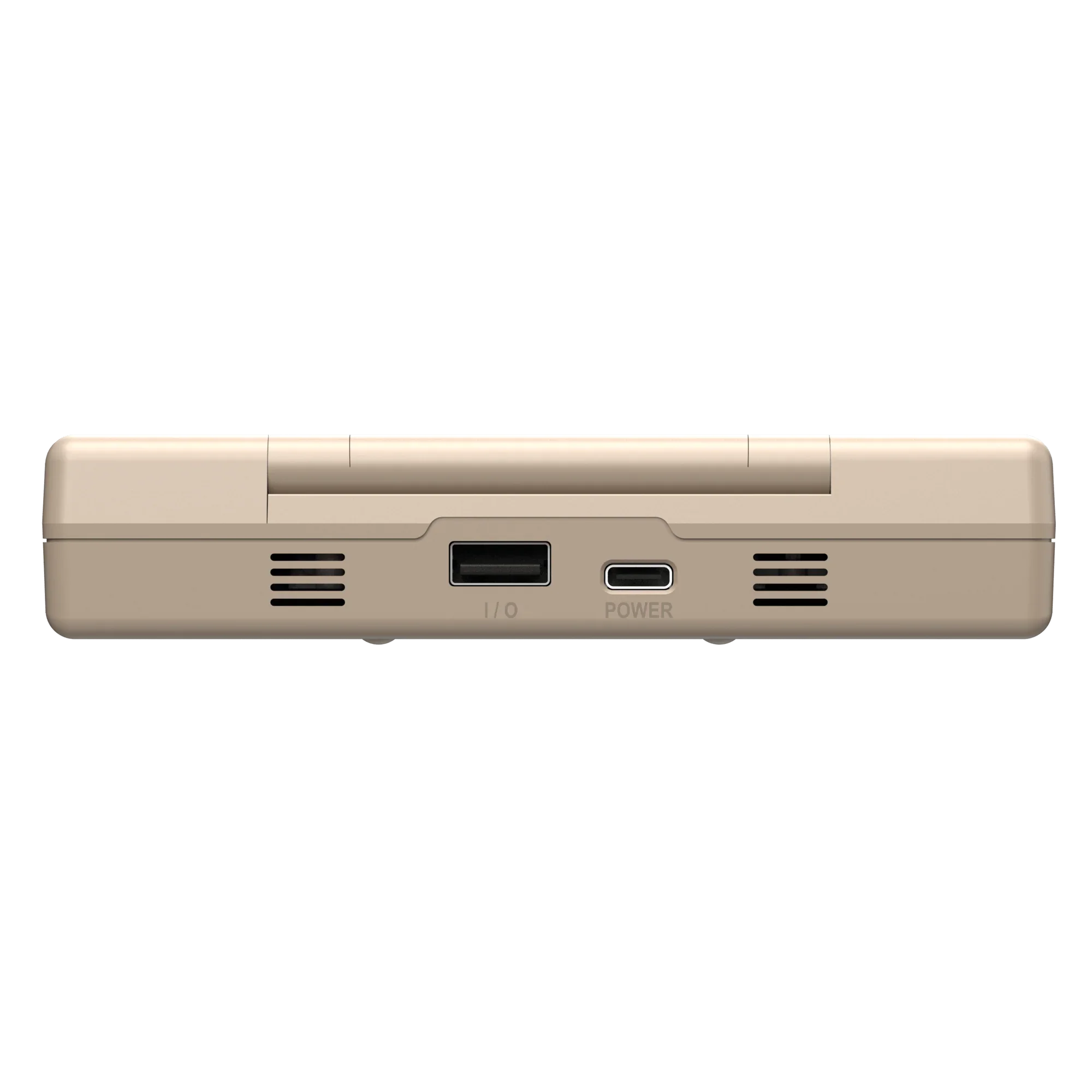 Beżowy stojak do klawiatury z portami USB i zasilaniem, idealny do home office