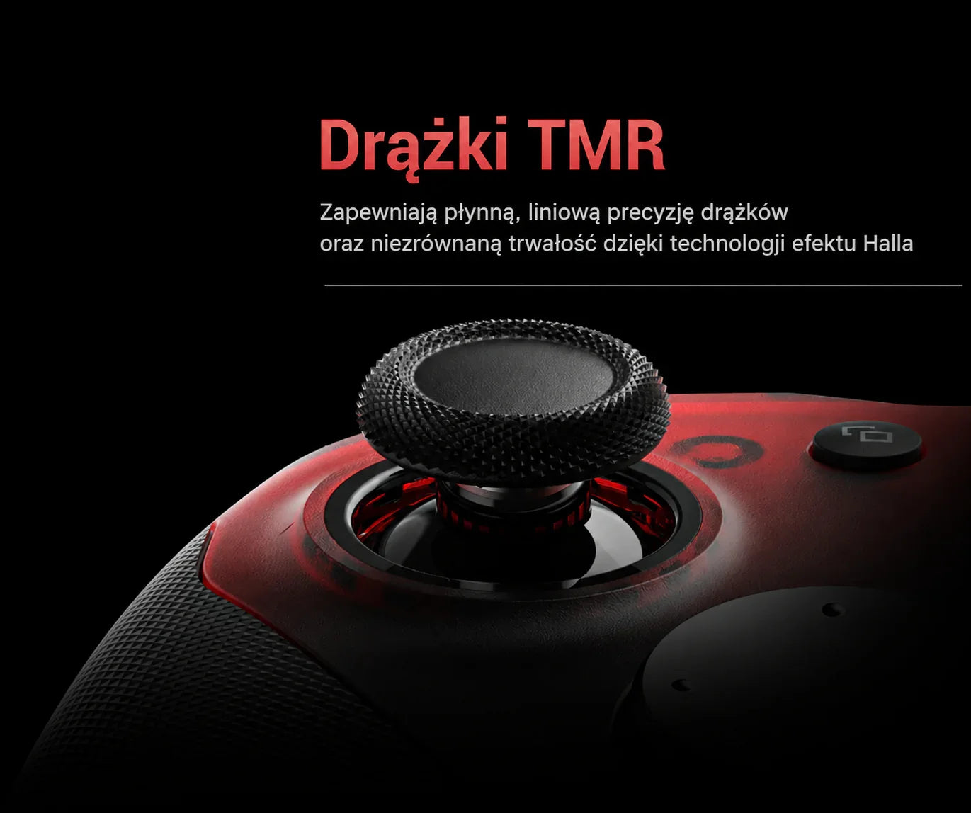 Czerwony gamepad z drążkami TMR i efektem Halla, precyzyjne sterowanie dla graczy