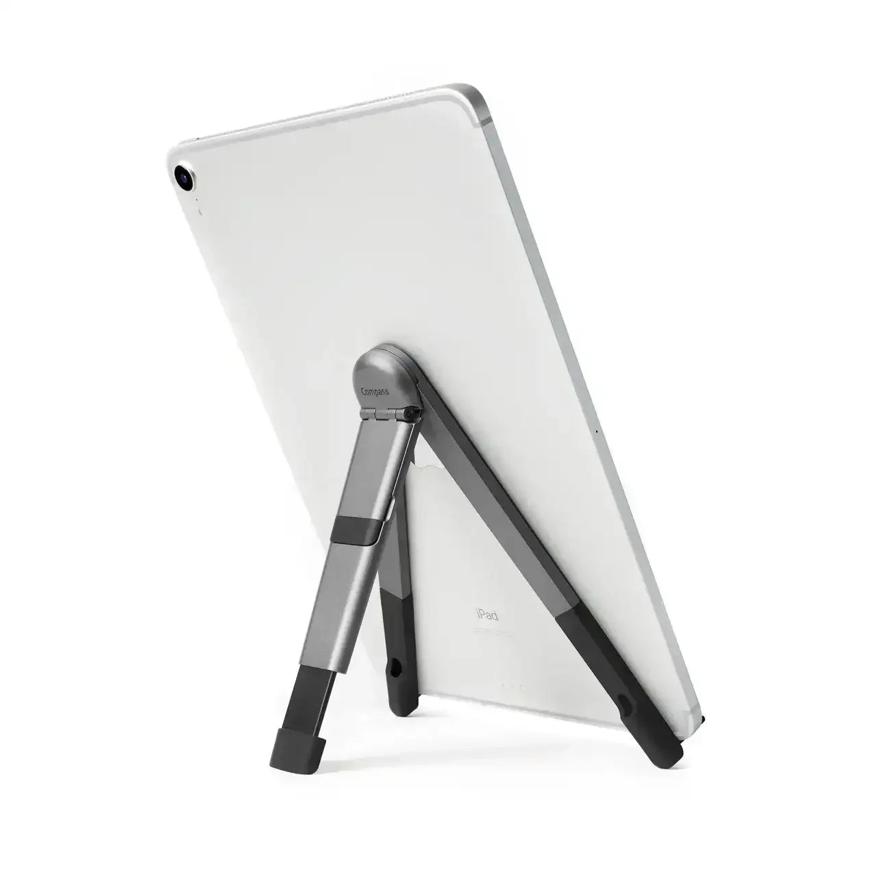 Stojak biurkowy na tablet lub iPad, składany, kolor czarny, widok z tyłu