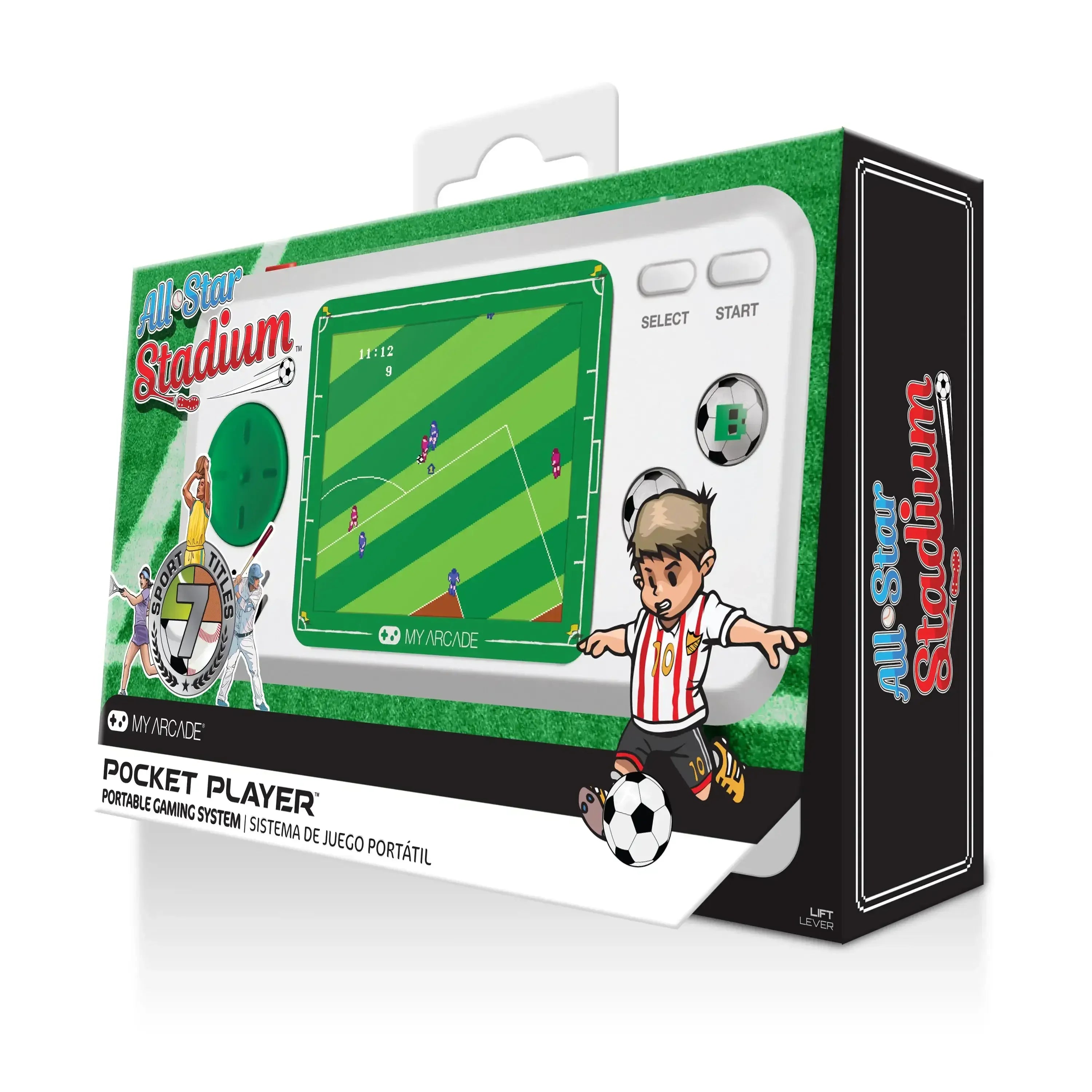 Kieszonkowa konsola do gier Pocket Player z wyświetlaczem, motyw piłki nożnej