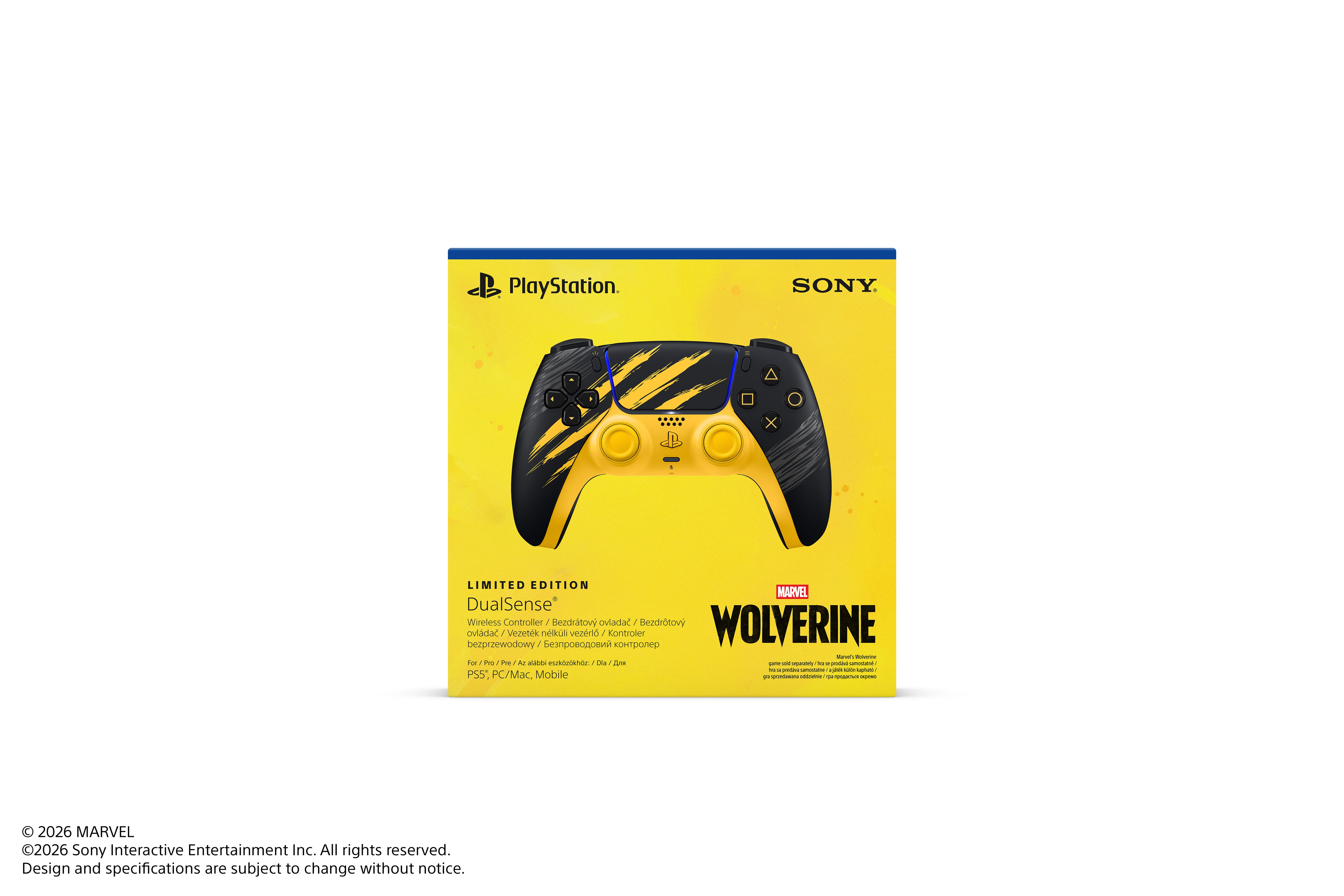 Sony - Kontroler Bezprzewodowy DualSense PlayStation 5 (Edycja Limitowana) - Marvel’s Wolverine Battle Yellow
