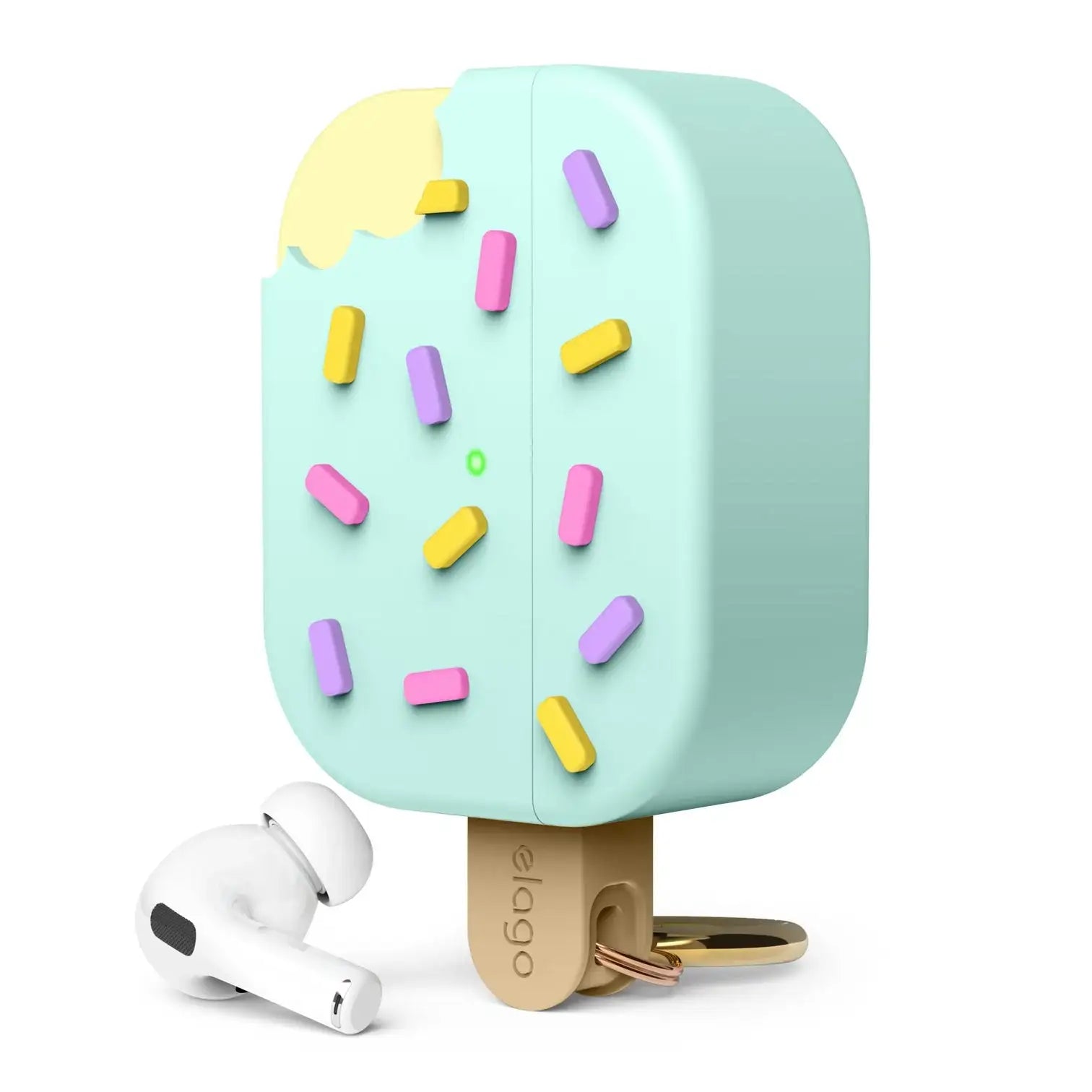 Etui na AirPods Pro w kształcie lodu na patyku, kolor turkusowy z kolorową posypką