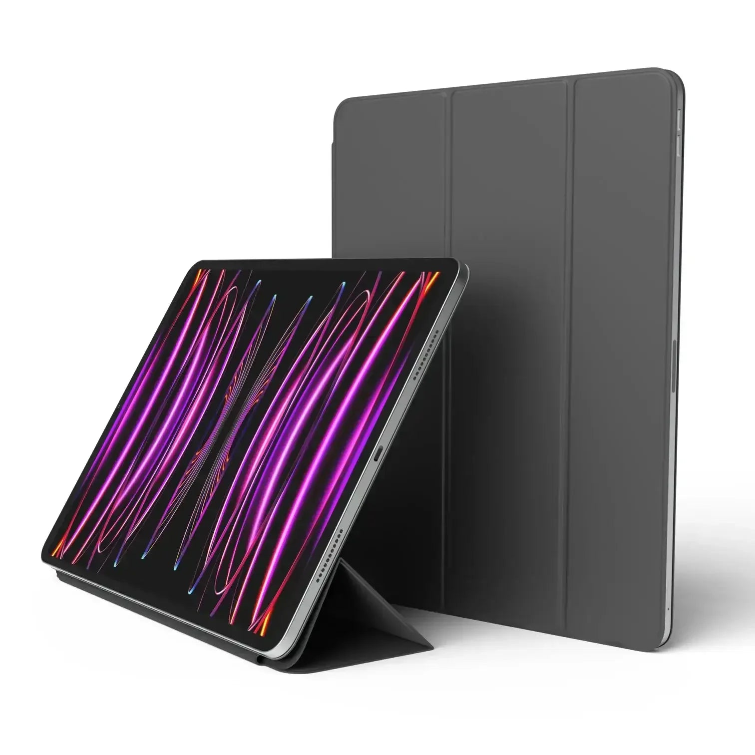 Czarna etui na tablet z funkcją stojaka, idealne do pracy biurowej i home office.