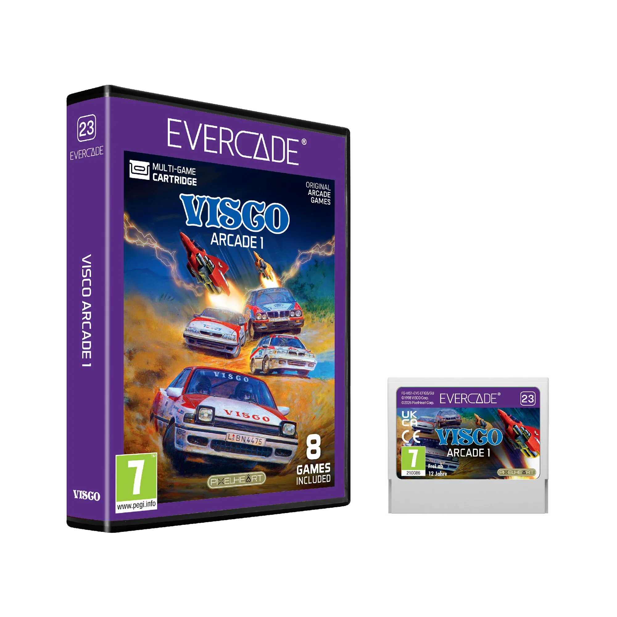 Evercade Visco Arcade 1 – kasetka z 8 grami arcade, wersja kolekcjonerska z okładką i kartą gier
