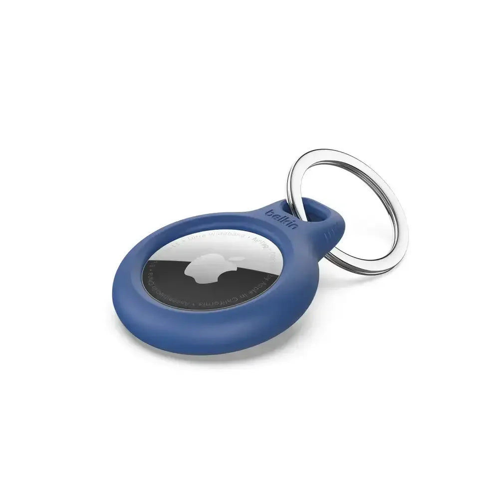 Niebieskie etui na AirTag z metalowym kółkiem do kluczy, akcesorium ochronne