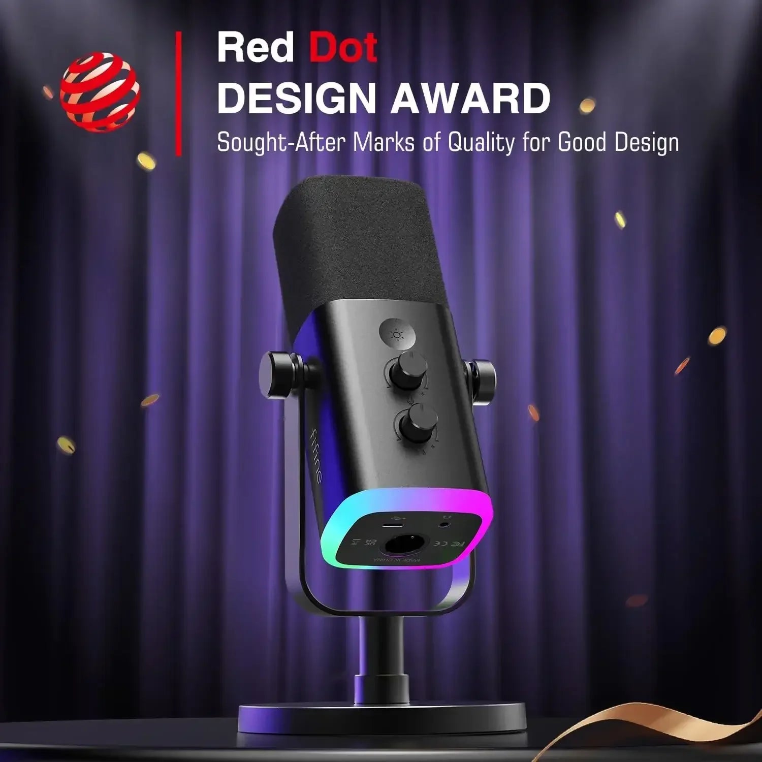 Mikrofon z RGB, nagroda Red Dot Design, idealny dla home office i streamingu