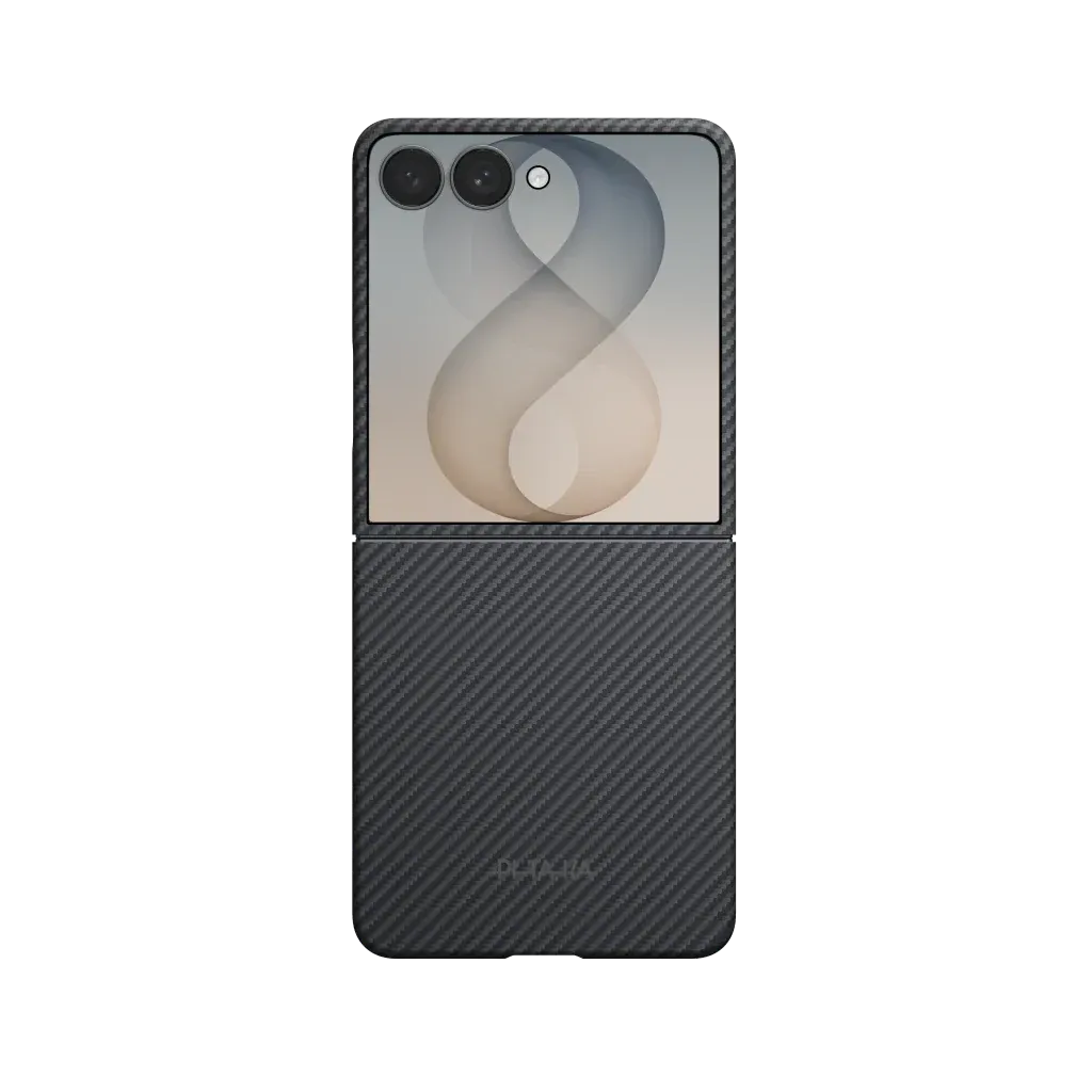 PITAKA - Classic 600D Black/Grey (Twill) Edge Case for Galaxy Z Flip8 - Ultracienkie Etui do Samsunga