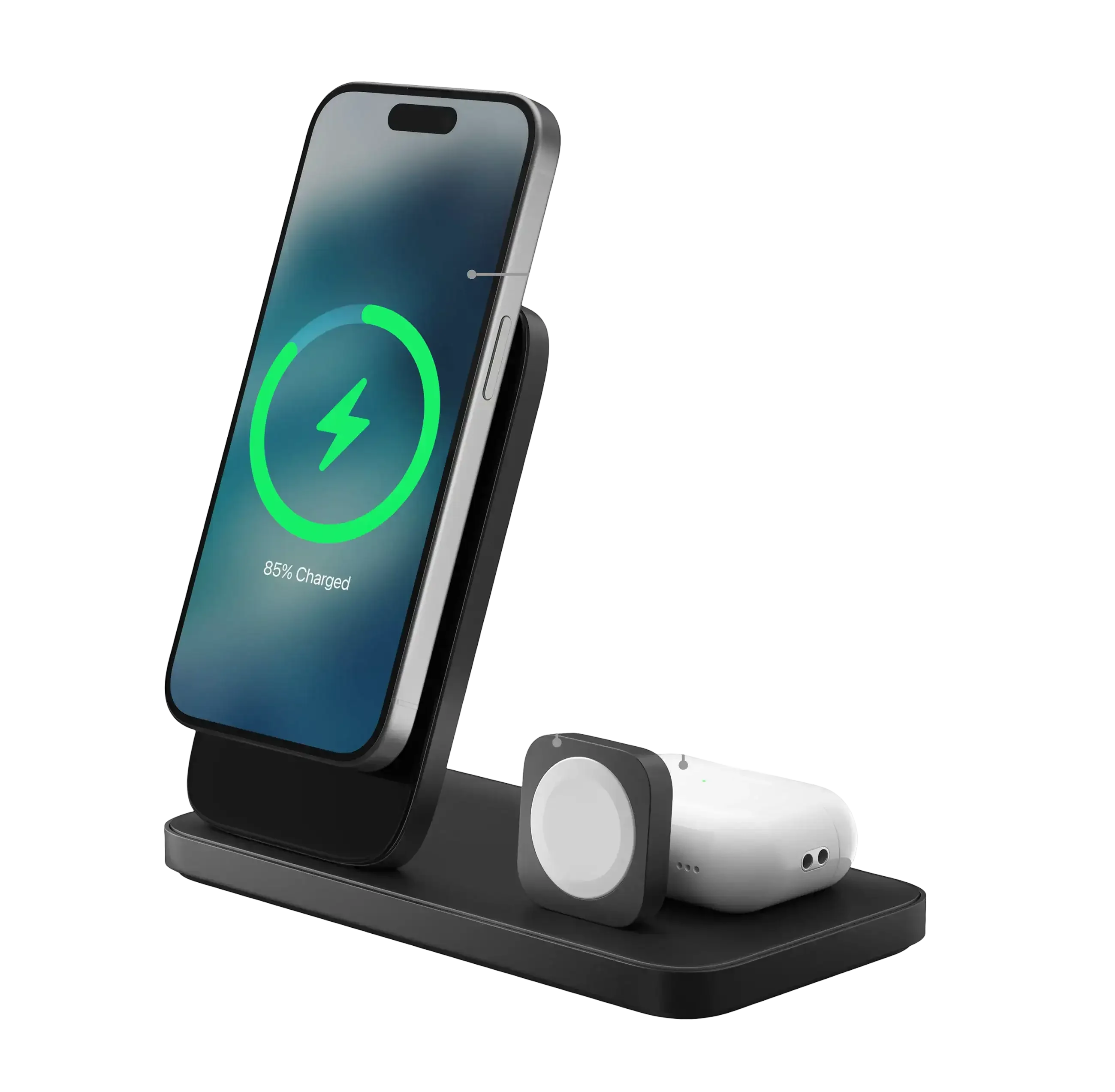 Nomad – Stand One Max 4th Gen 3-in-1 MagSafe Charger - Ładowarka do iPhona, Apple Watch i AirPods