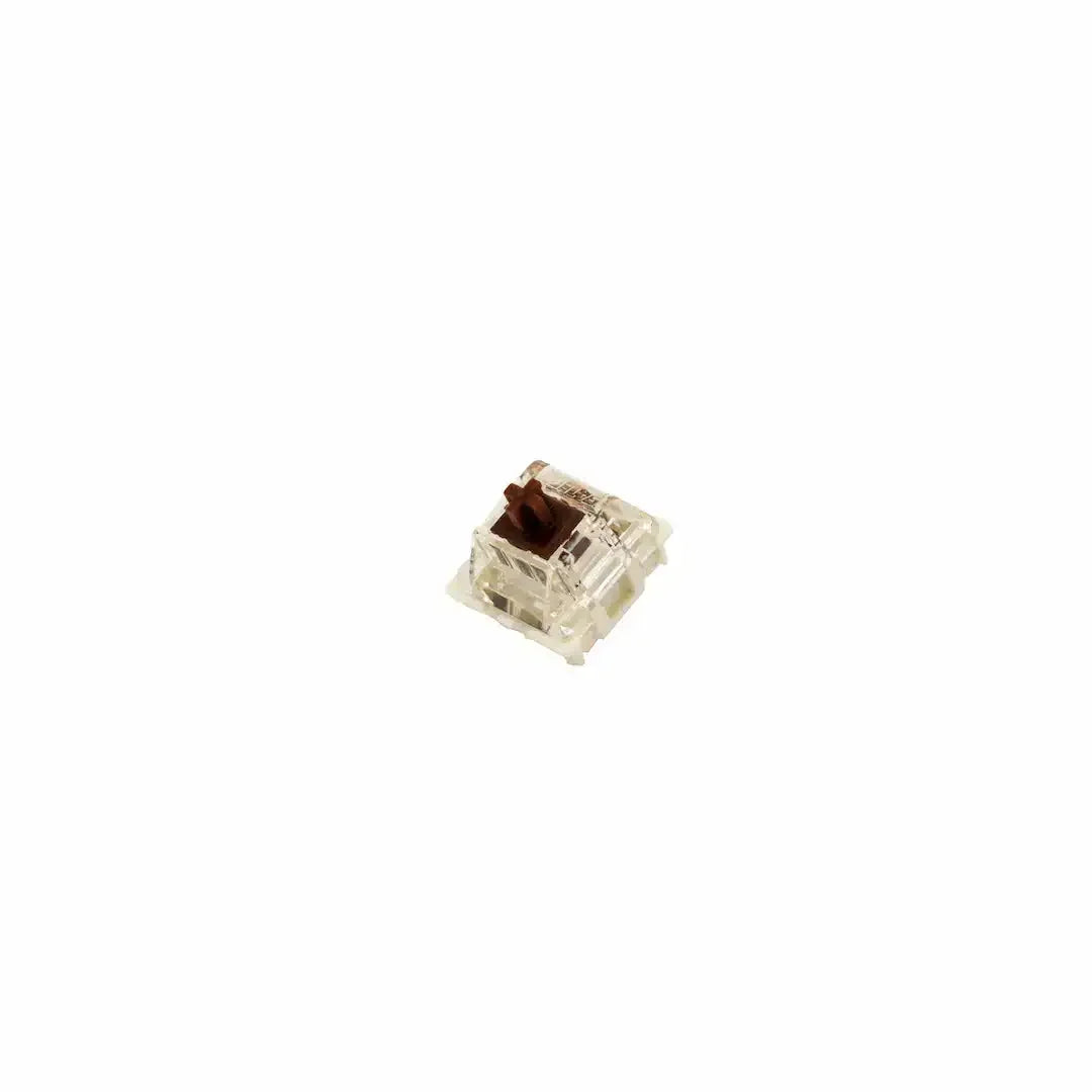 Brązowy switch mechaniczny Gateron G Pro 2.0 na białym tle, akcesorium do klawiatury