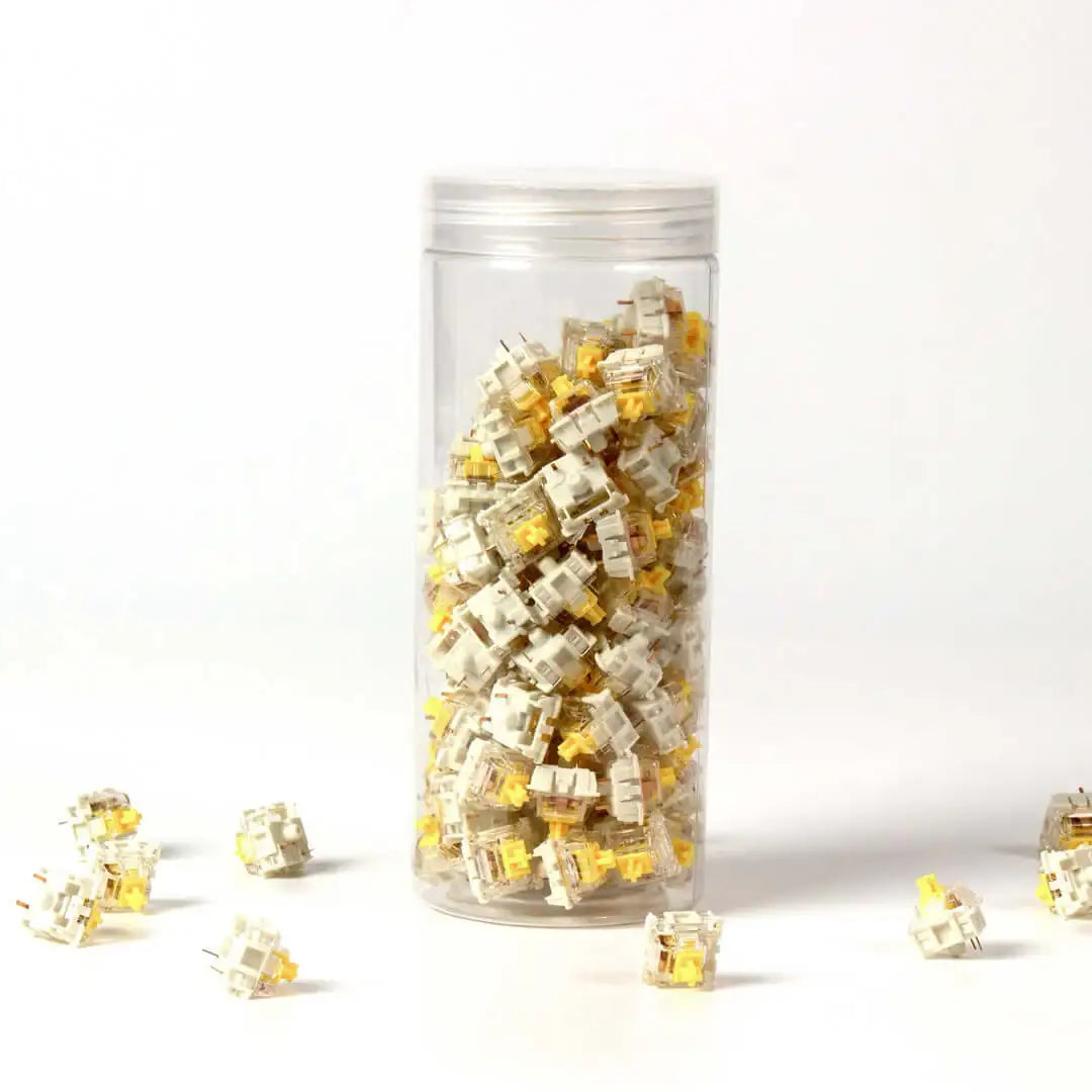 Przezroczyste pudełko z Gateron G Pro Switch V2 Yellow, przełączniki mechaniczne klawiatury