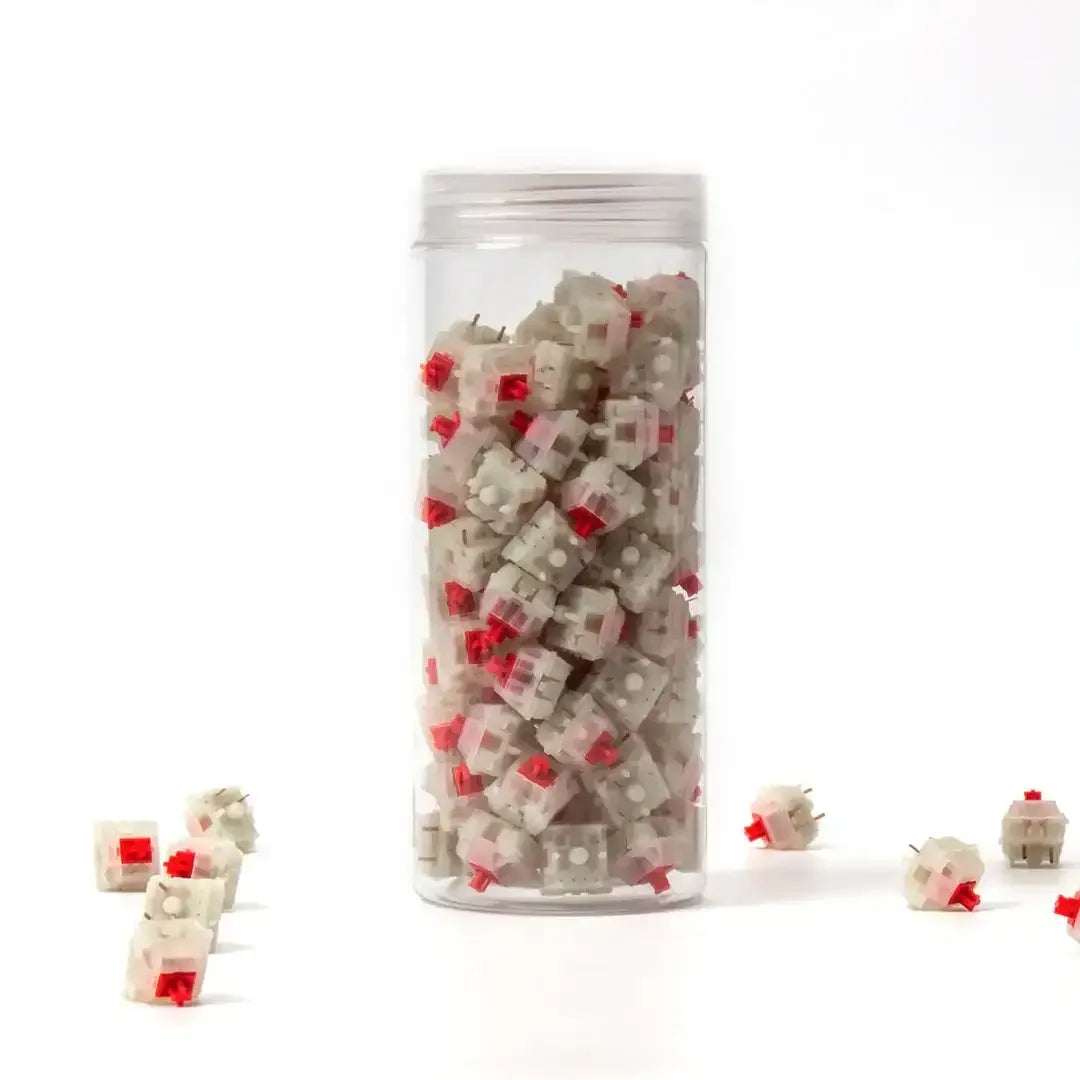 Zestaw przełączników Gateron KS-3 Milky Red Pro do klawiatury mechanicznej w przezroczystym pojemniku
