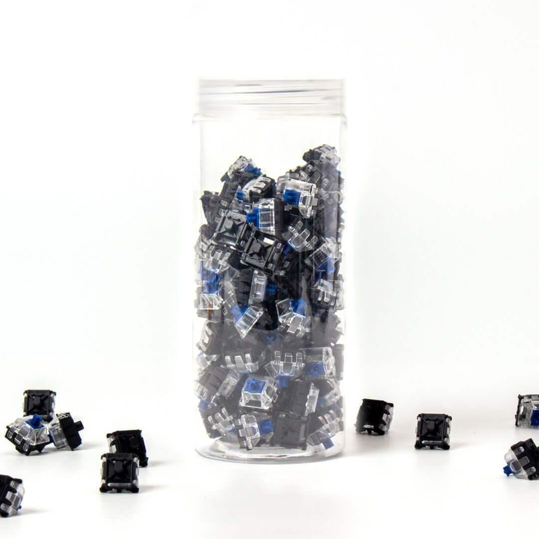 Przełączniki Gateron Optical Blue do klawiatur mechanicznych w przezroczystym pojemniku
