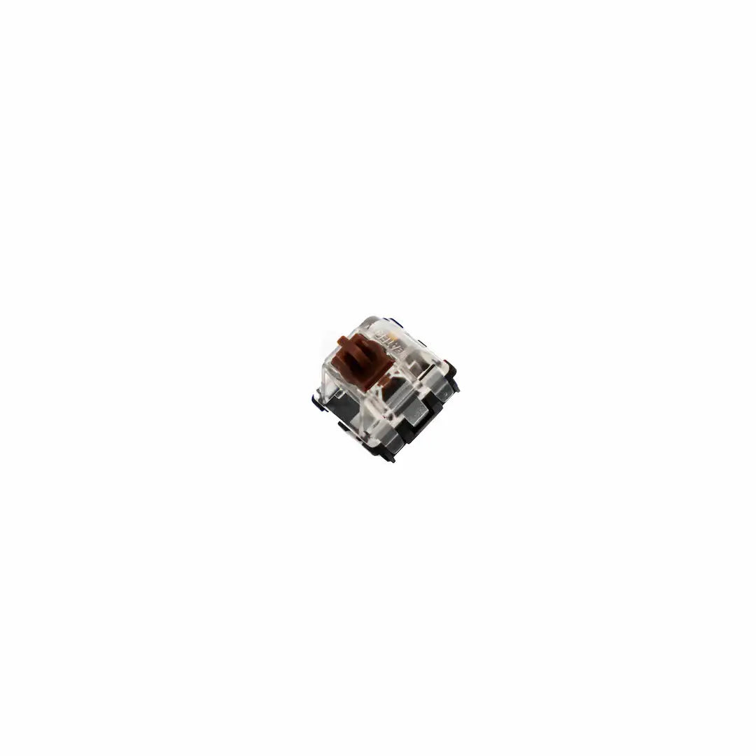 Gateron Optical Switch Brown V2, przezroczysty przełącznik mechaniczny na białym tle