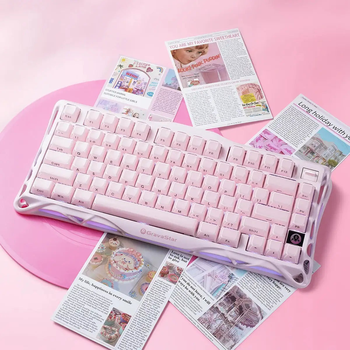 GravaStar - Mercury K1 Sakura Pink Wireless Mechanical Keyboard - Bezprzewodowa Klawiatura Mechaniczna