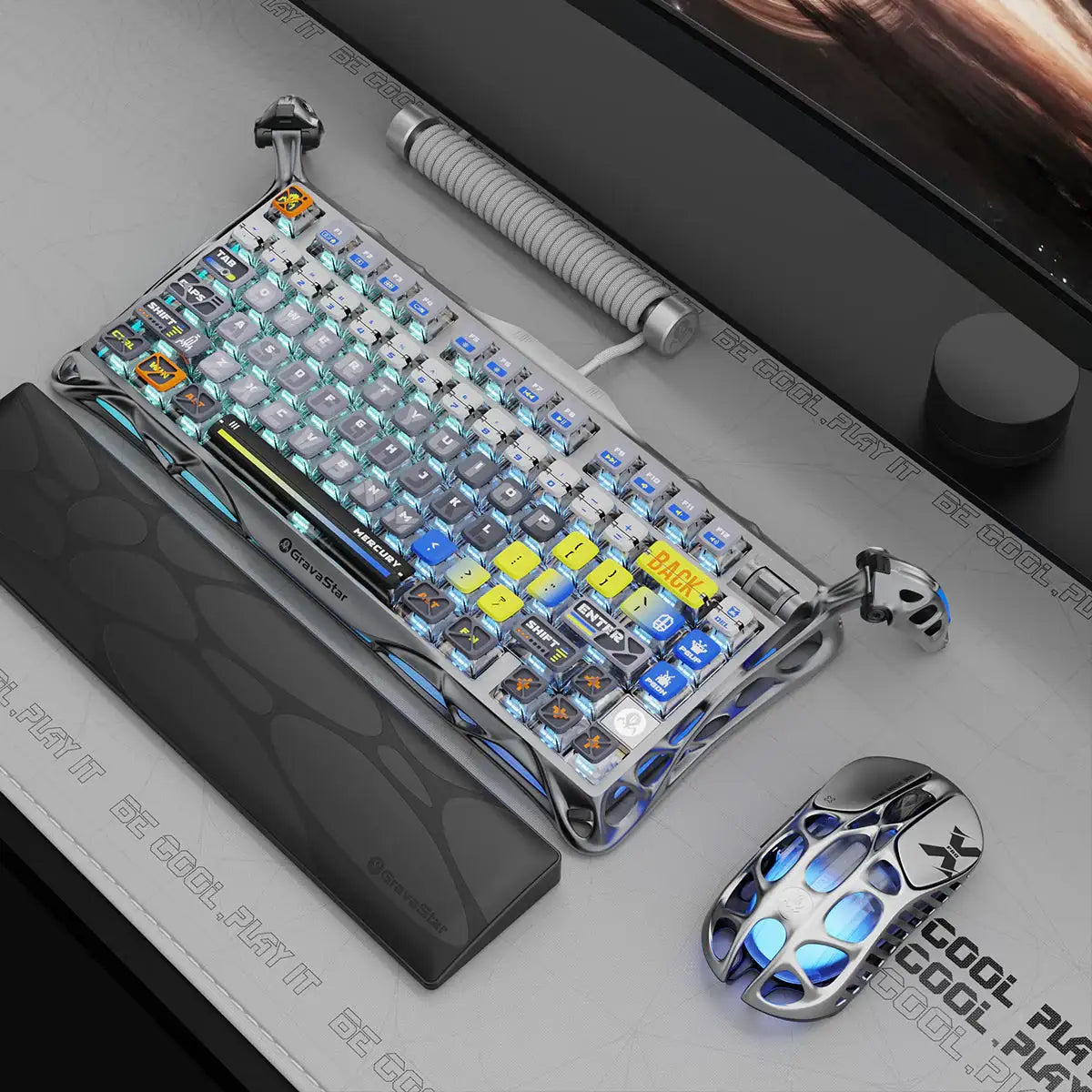 GravaStar - Mercury K1 Pro Interstellar Silver Wireless Mechanical Keyboard - Bezprzewodowa Klawiatura Mechaniczna