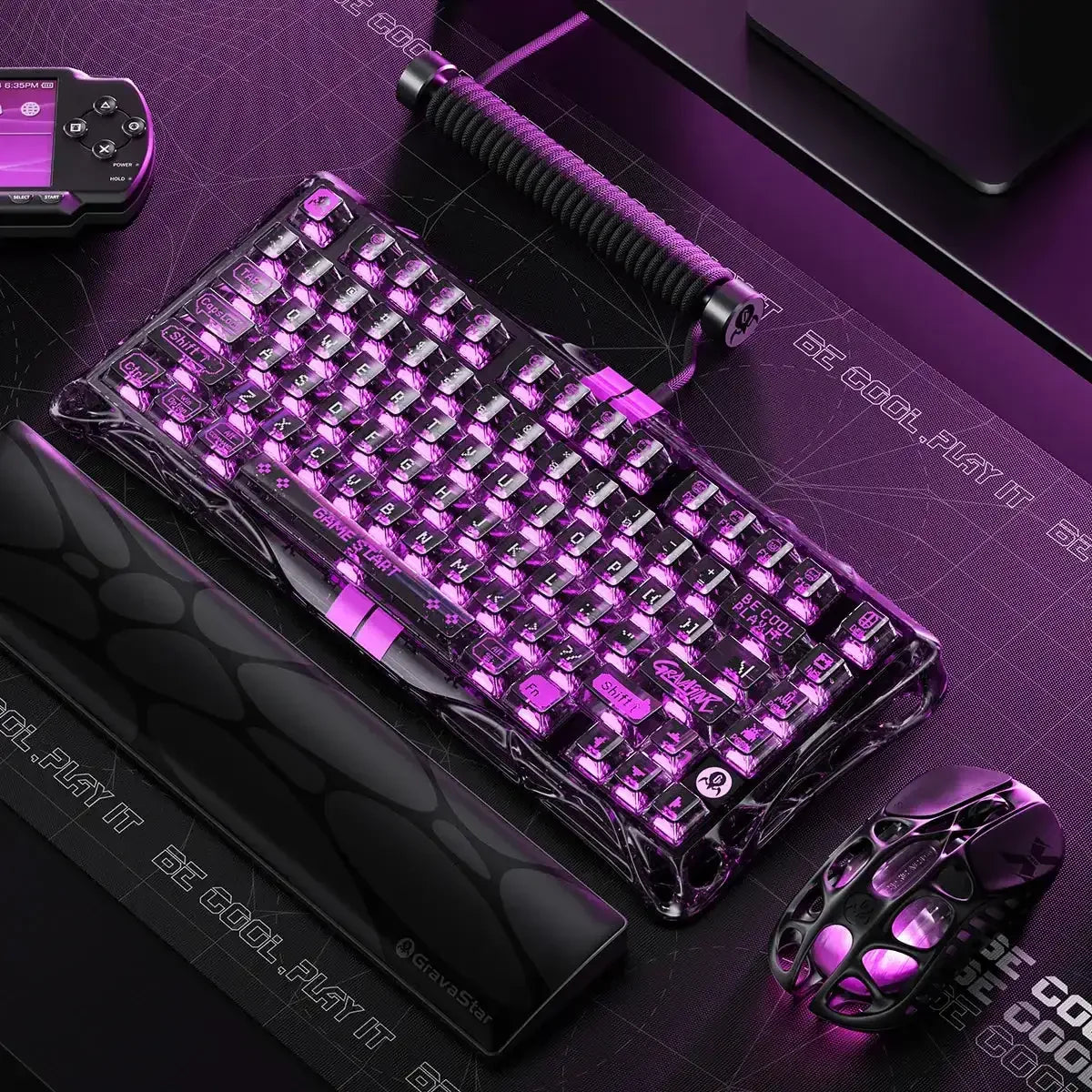 GravaStar - Mercury V75 Lite Transparent Black Wired Magnetic Keyboard - Przewodowa Klawiatura Magnetyczna
