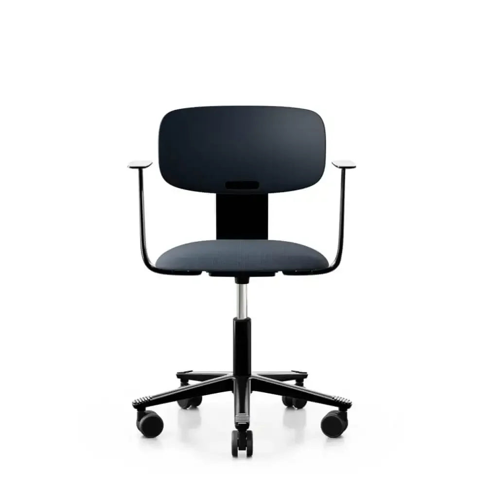 Czarne krzesło biurowe na kółkach, nowoczesny design, ergonomiczne siedzisko